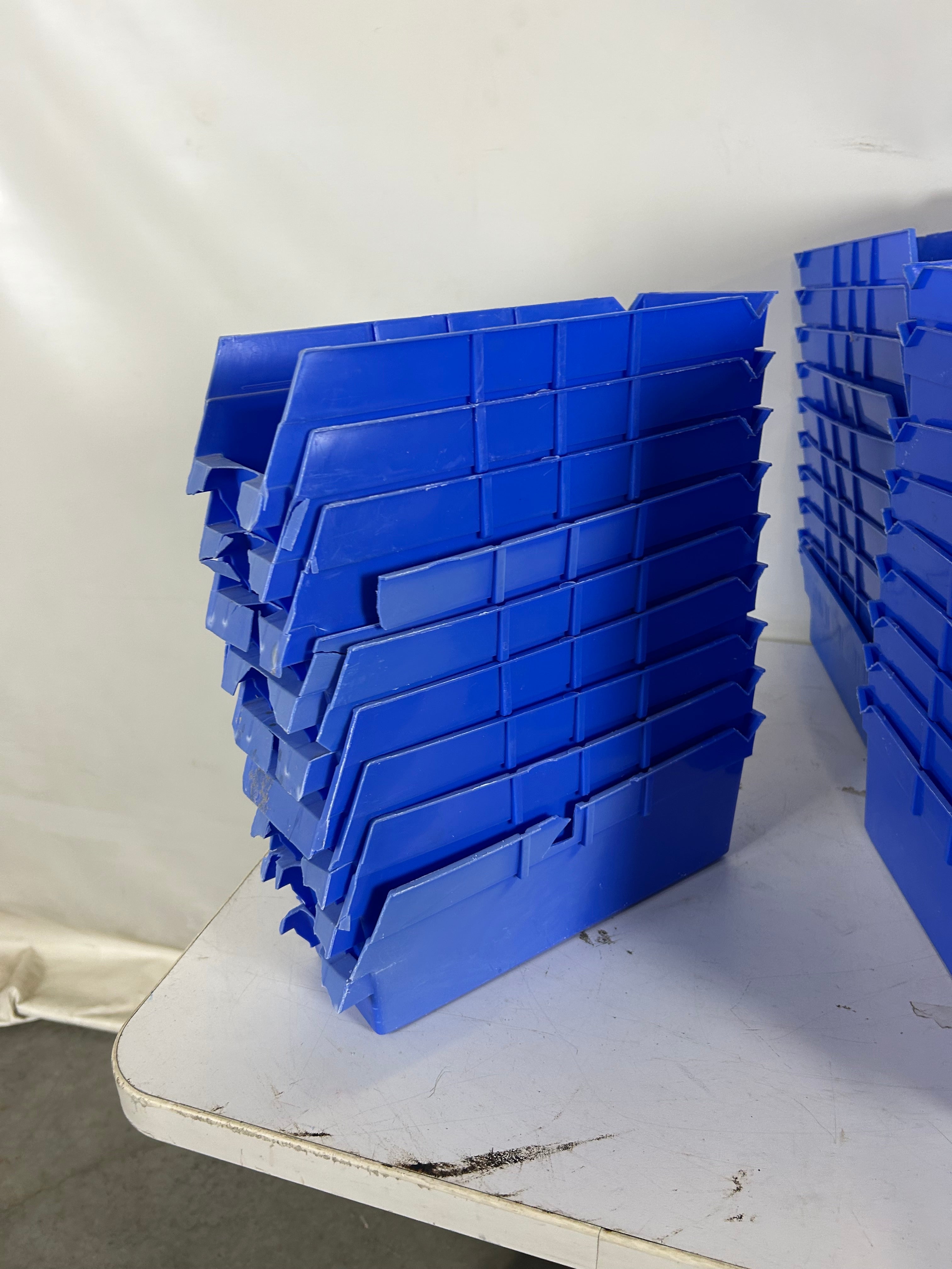 Lot of 39 Global Blue Stacking Parts Bins