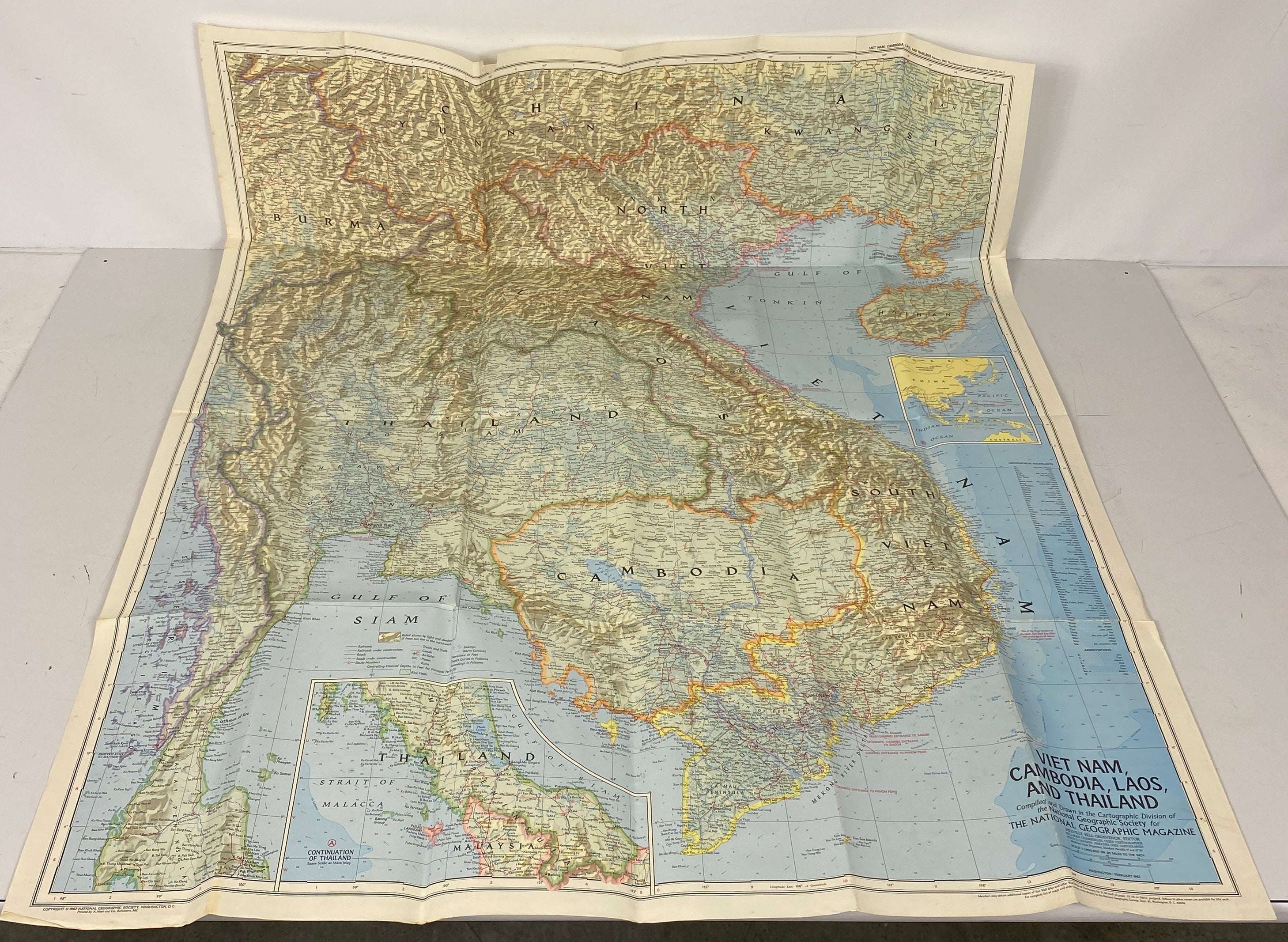 Lot of Vintage Maps of Southeast Asia/Vietnam National Geographic 1965-71