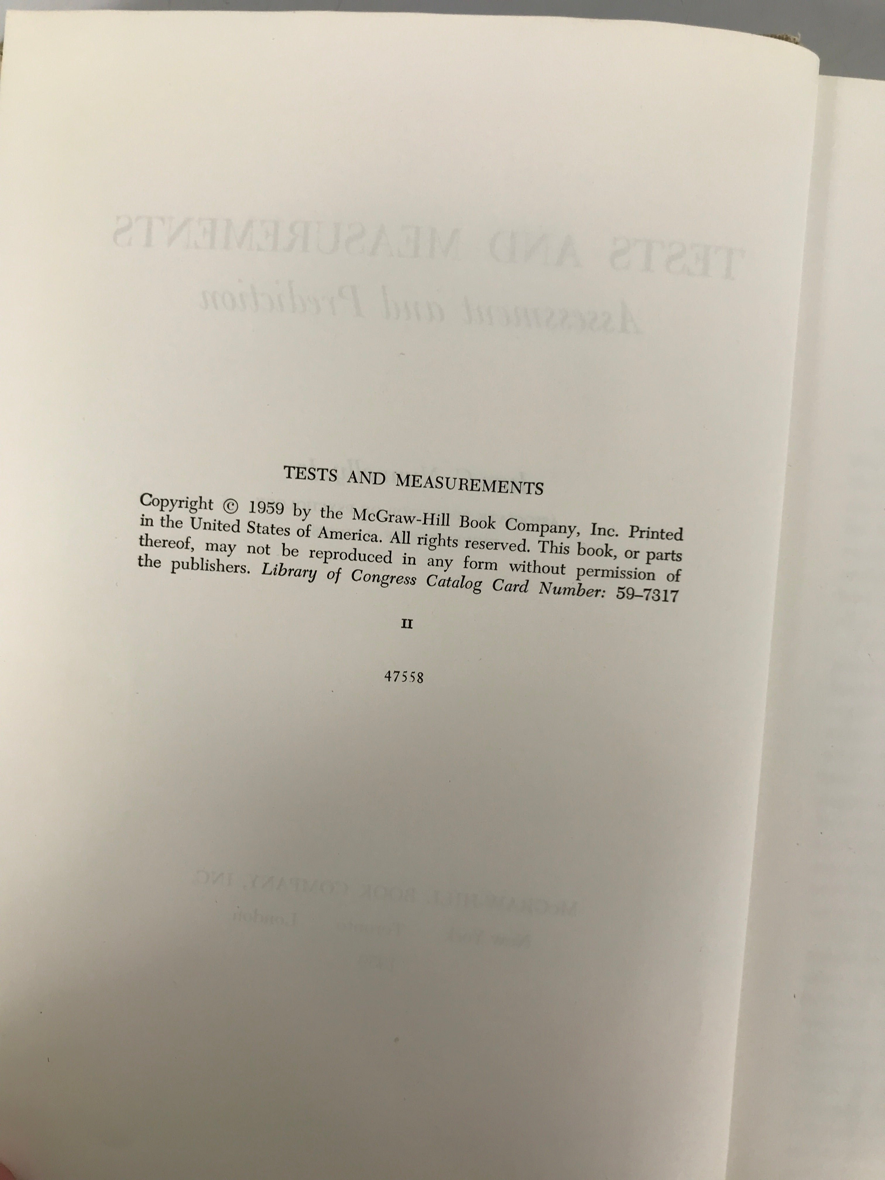 Tests and Measurements Assessment and Prediction by Nunnally 1959 Vintage HC