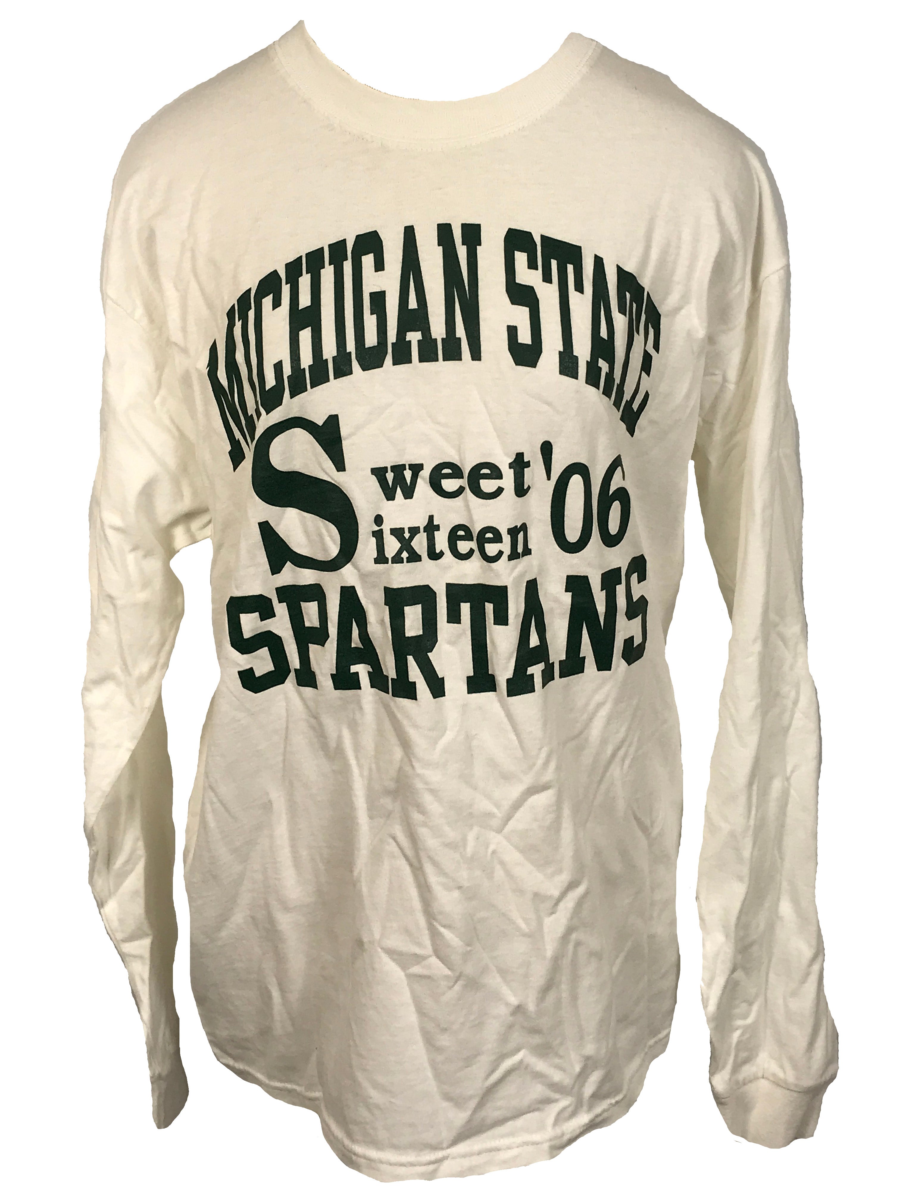 Gildan Activewear White Michigan State Long Sleeve T-shirt Men's Size Large