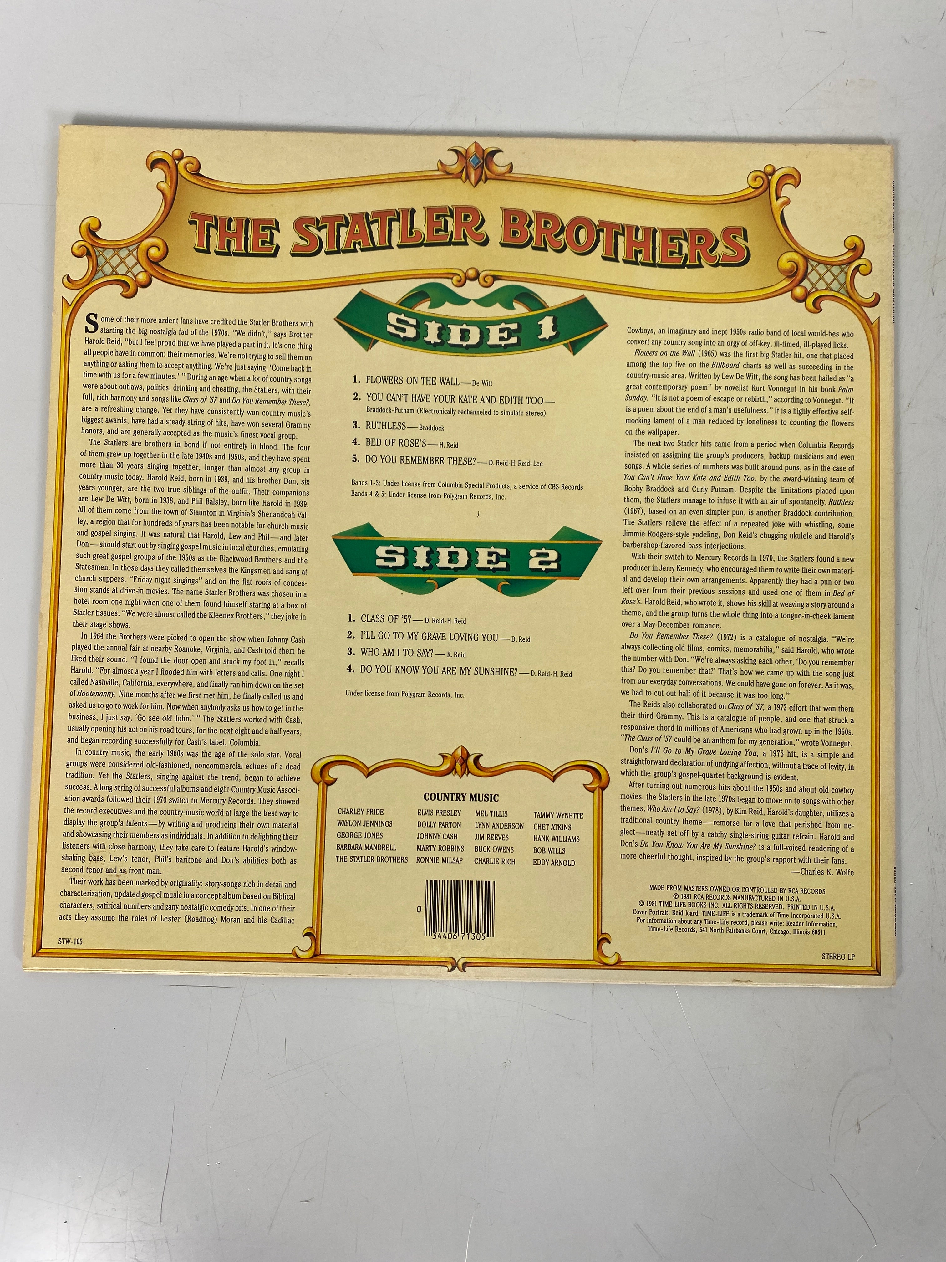 The Statler Brothers Country Music Vinyl Record LP