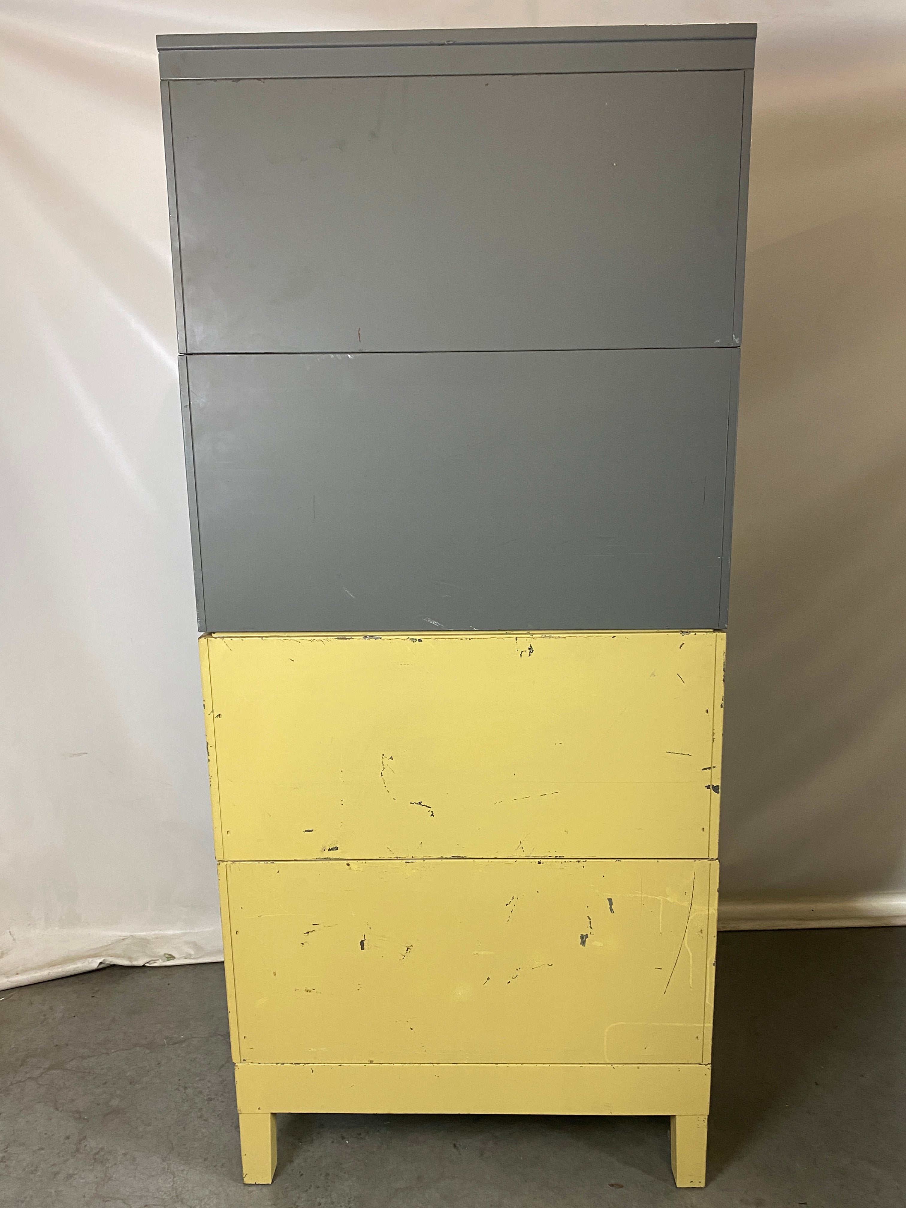 Yellow and Gray Barrister Bookcase With Metal Top & Base