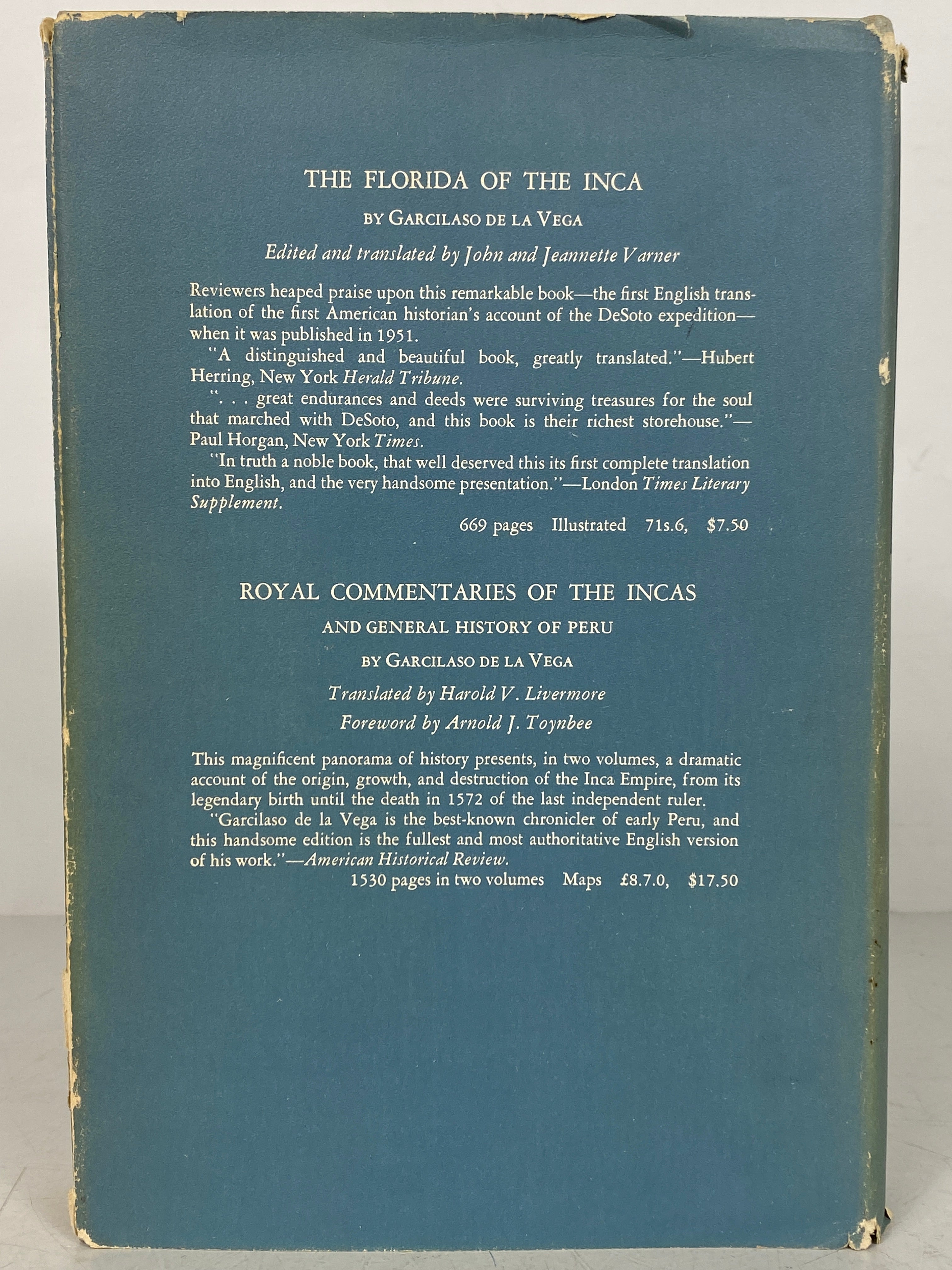 El Inca Life & Times of Garcilaso de la Vega John Varner 1968 HCDJ