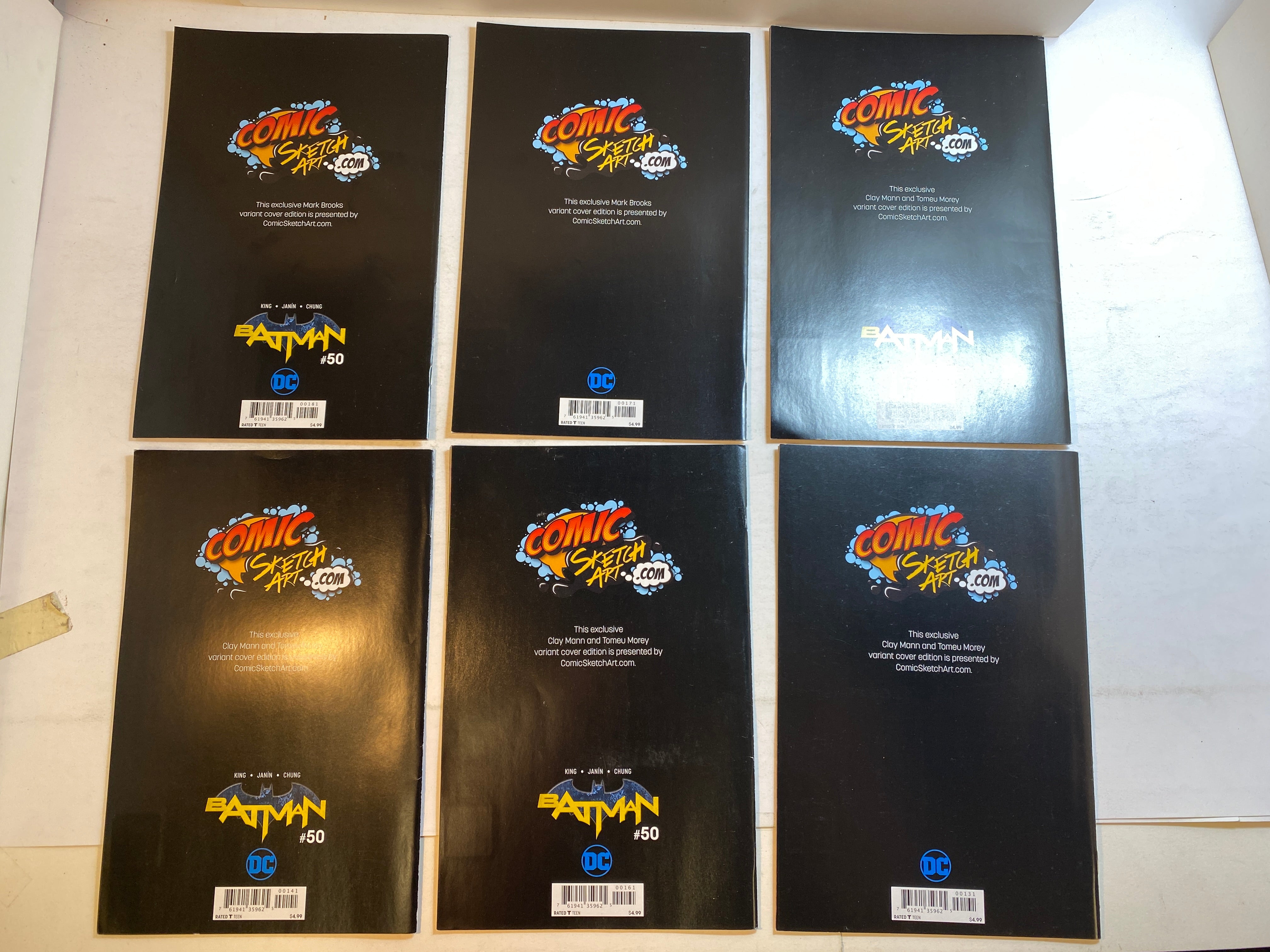 Lot of 6 Batman #50 Comic Sketch Art Morey Brooks Variants DC 2018