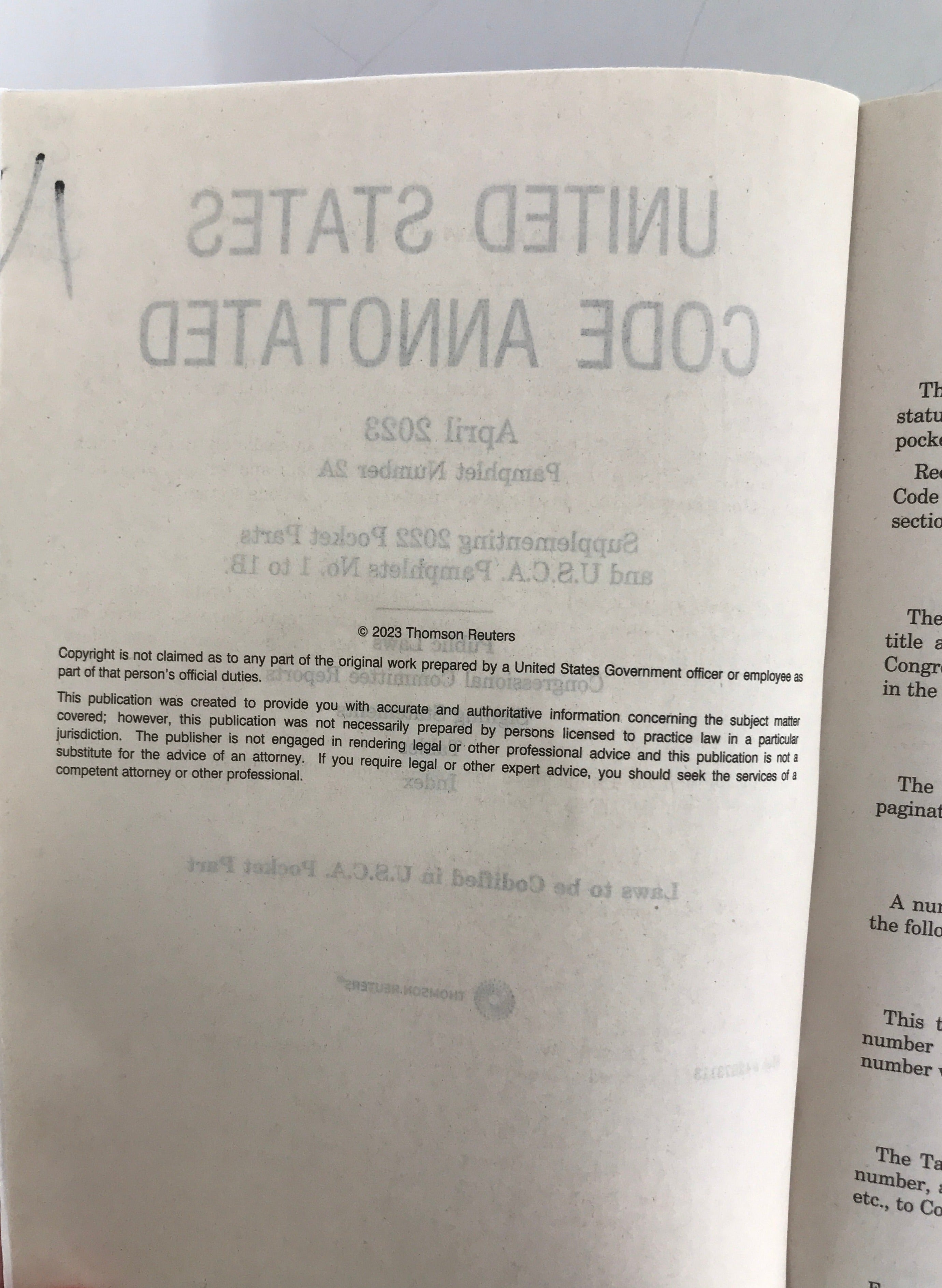 United States Code Annotated April 2023 2A Thomson Reuters SC