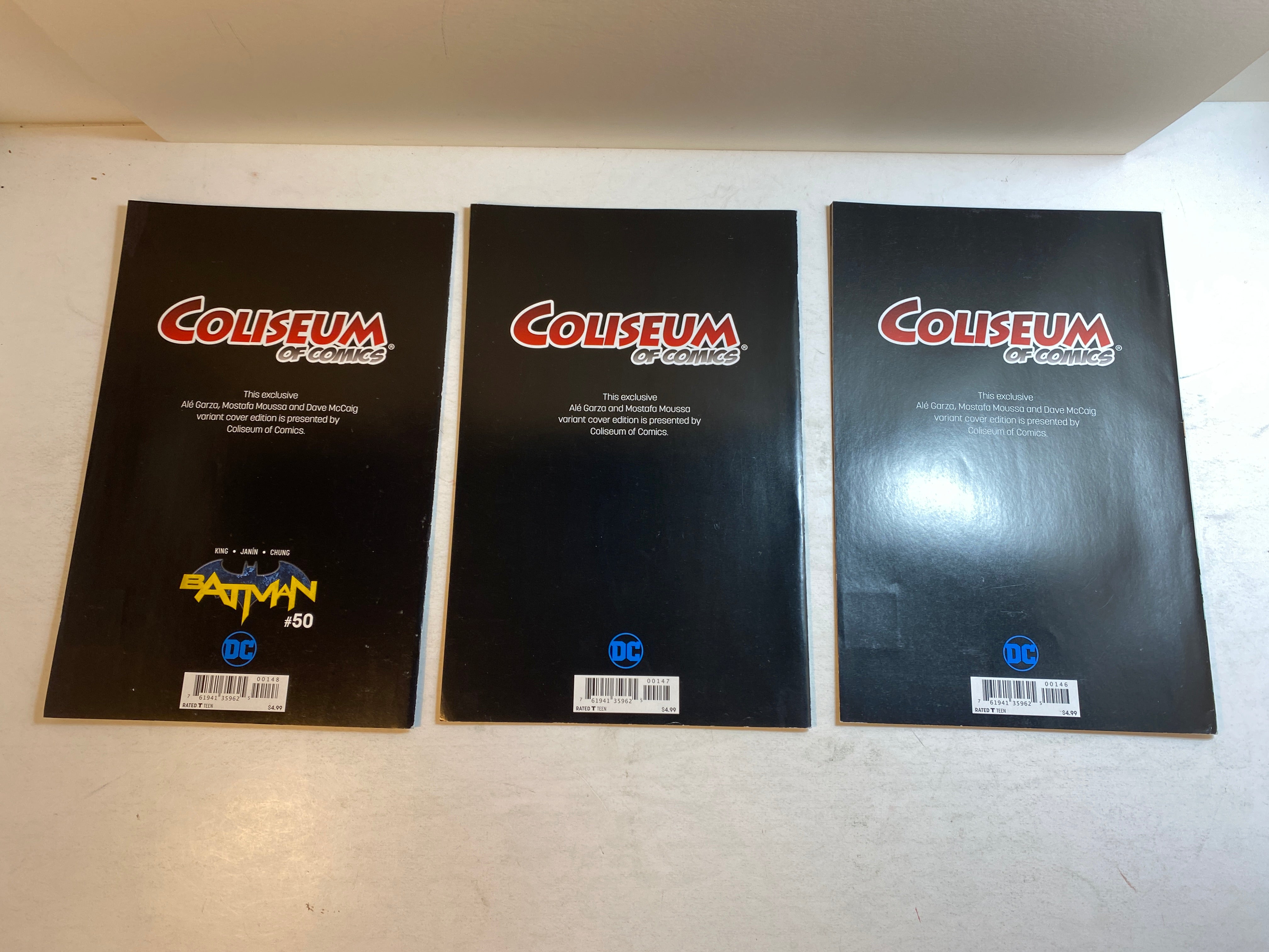 Lot of 3 Batman #50 Coliseum Comics McCaig Variants DC 2018