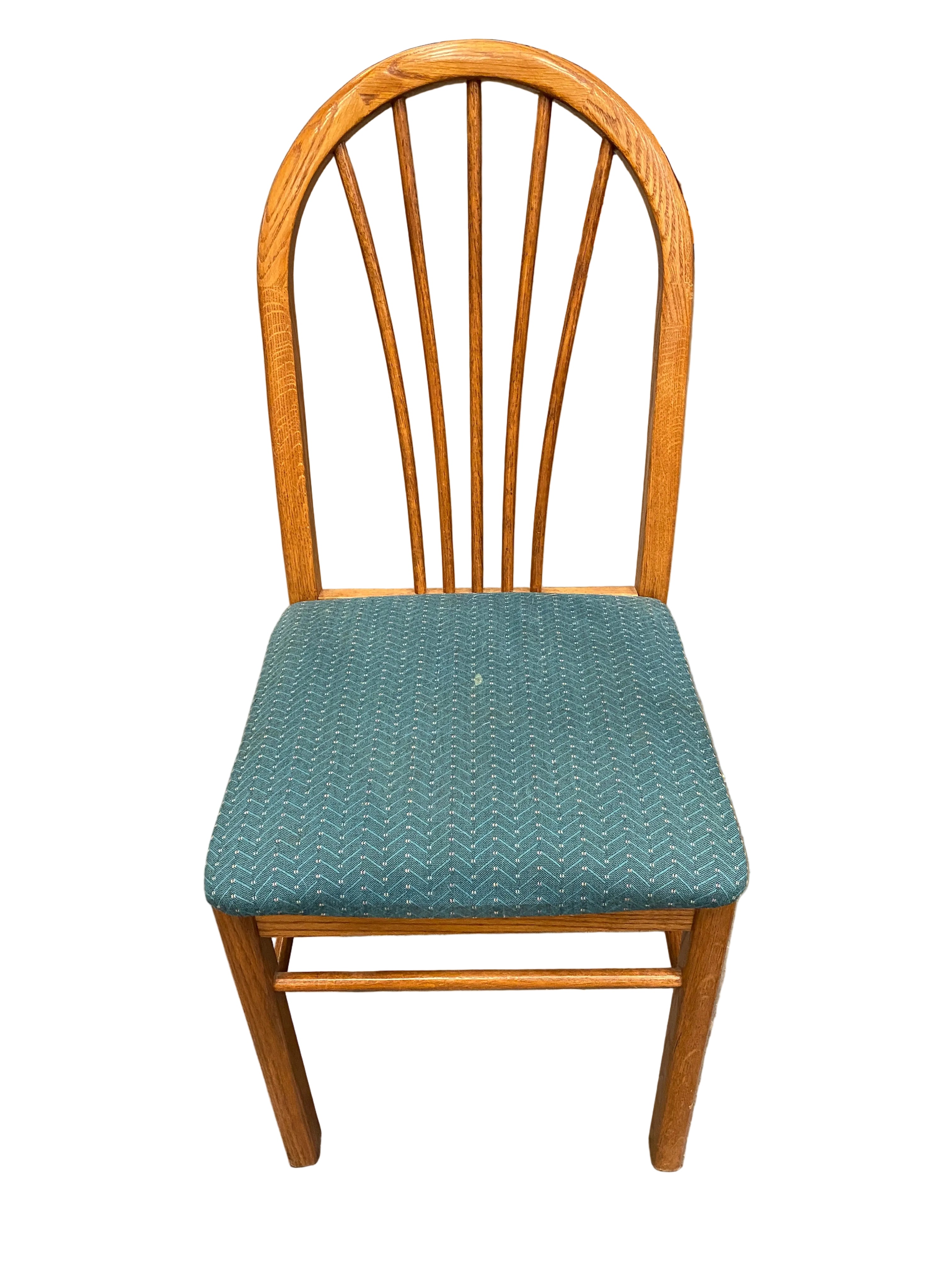 Lot of 5 Dining Set Teal Upholstery Chairs and Extendable Table
