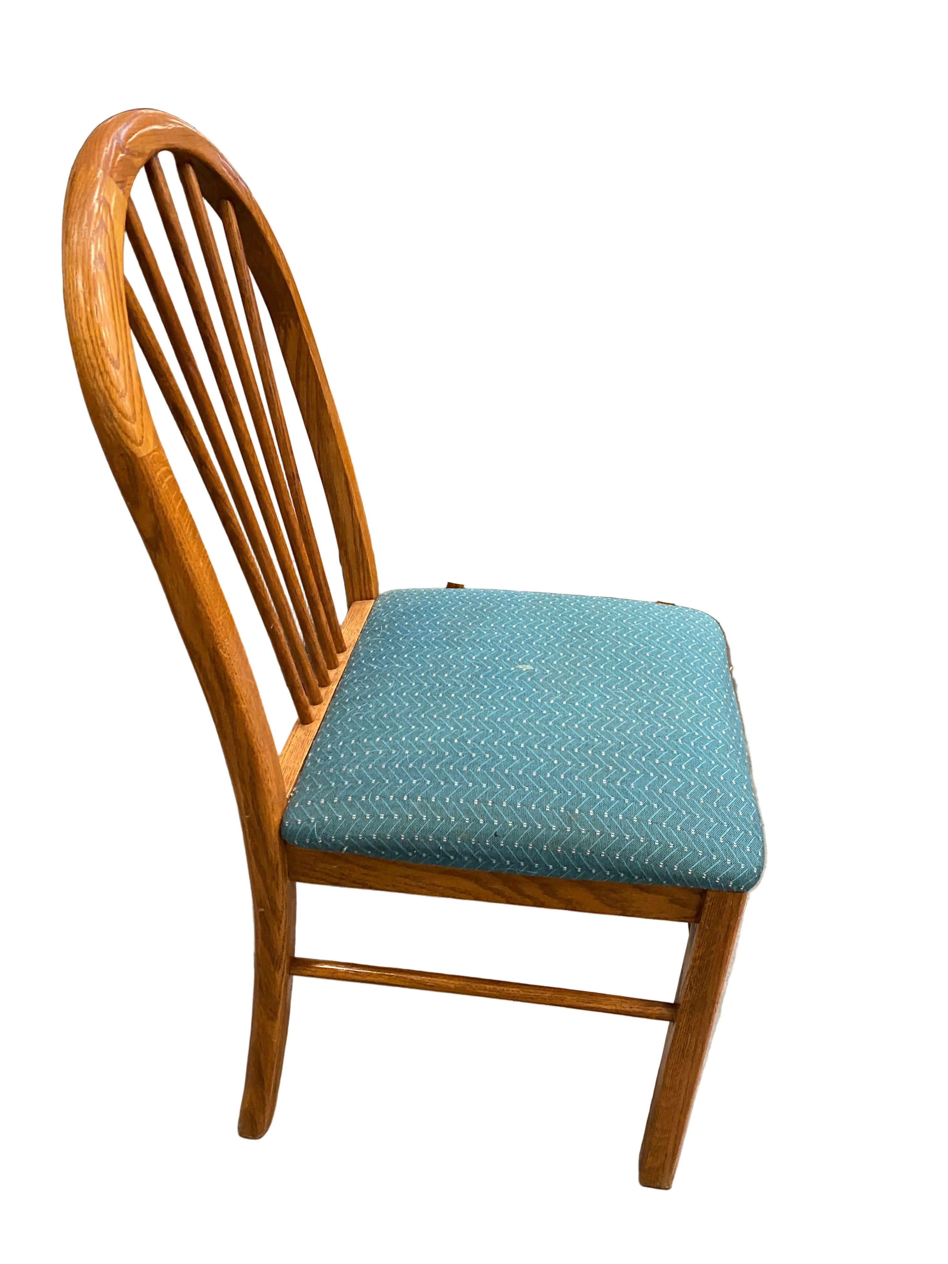 Lot of 5 Dining Set Teal Upholstery Chairs and Extendable Table
