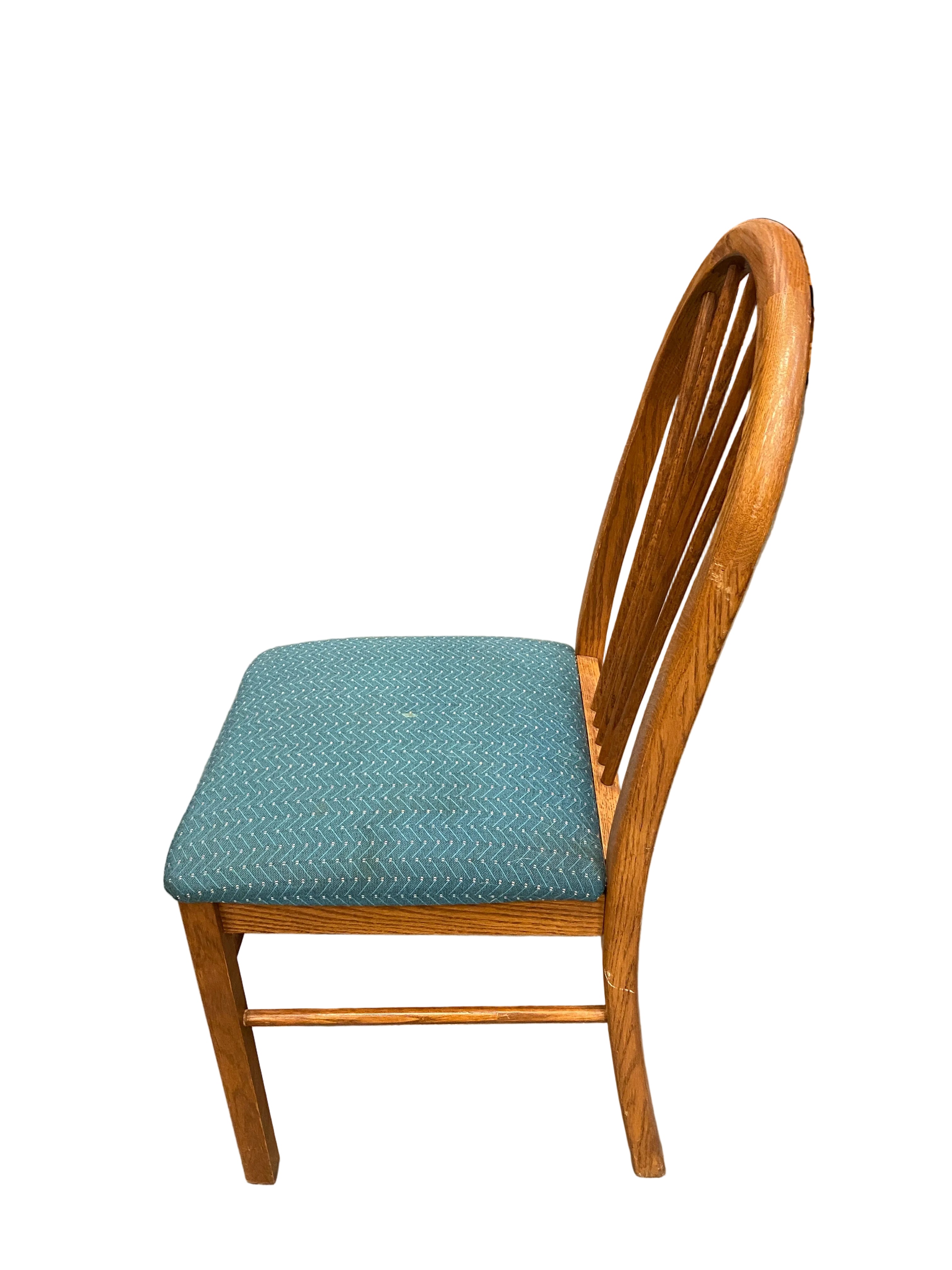 Lot of 5 Dining Set Teal Upholstery Chairs and Extendable Table