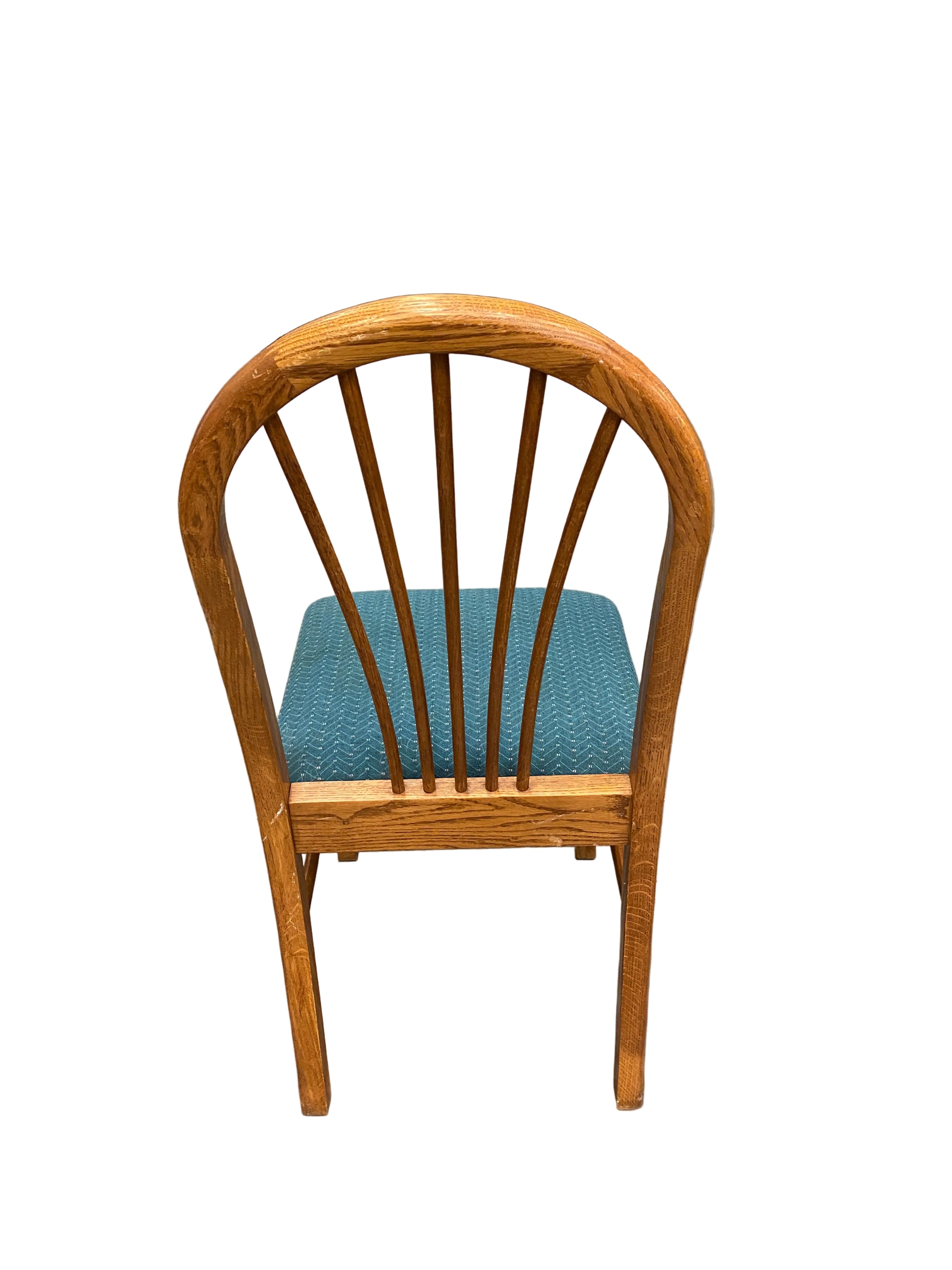 Lot of 5 Dining Set Teal Upholstery Chairs and Extendable Table