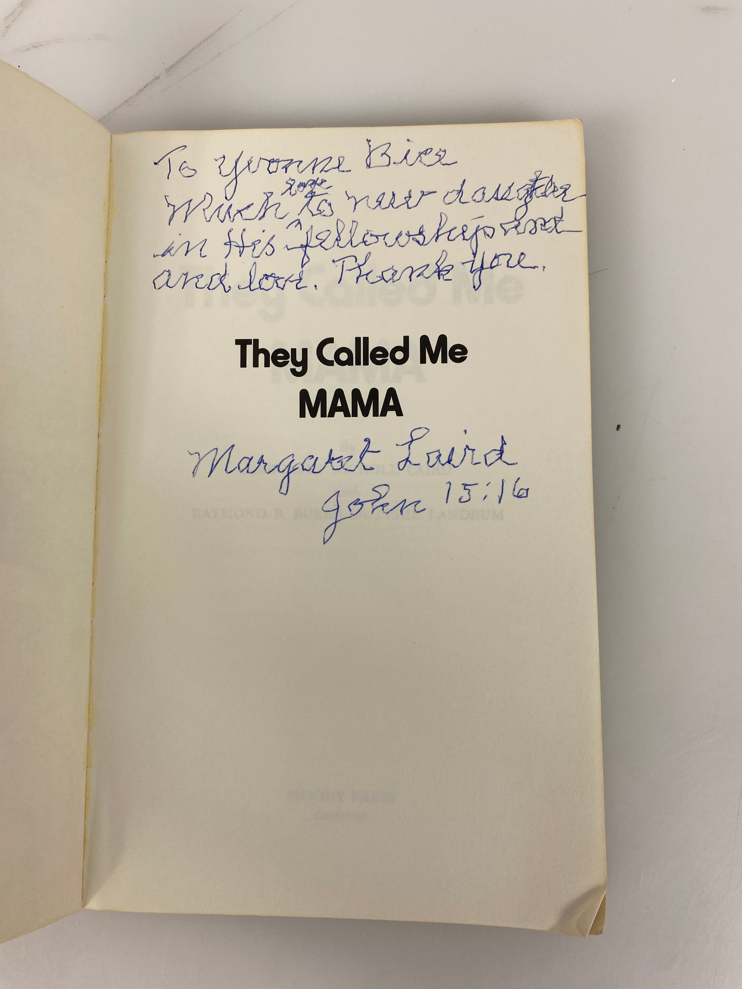 They Called Me Mama Chicago Moody Bible Book 1975 *signed*