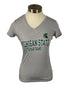 Michigan State University Gray Striped V-Neck T-Shirt Women's Size Small