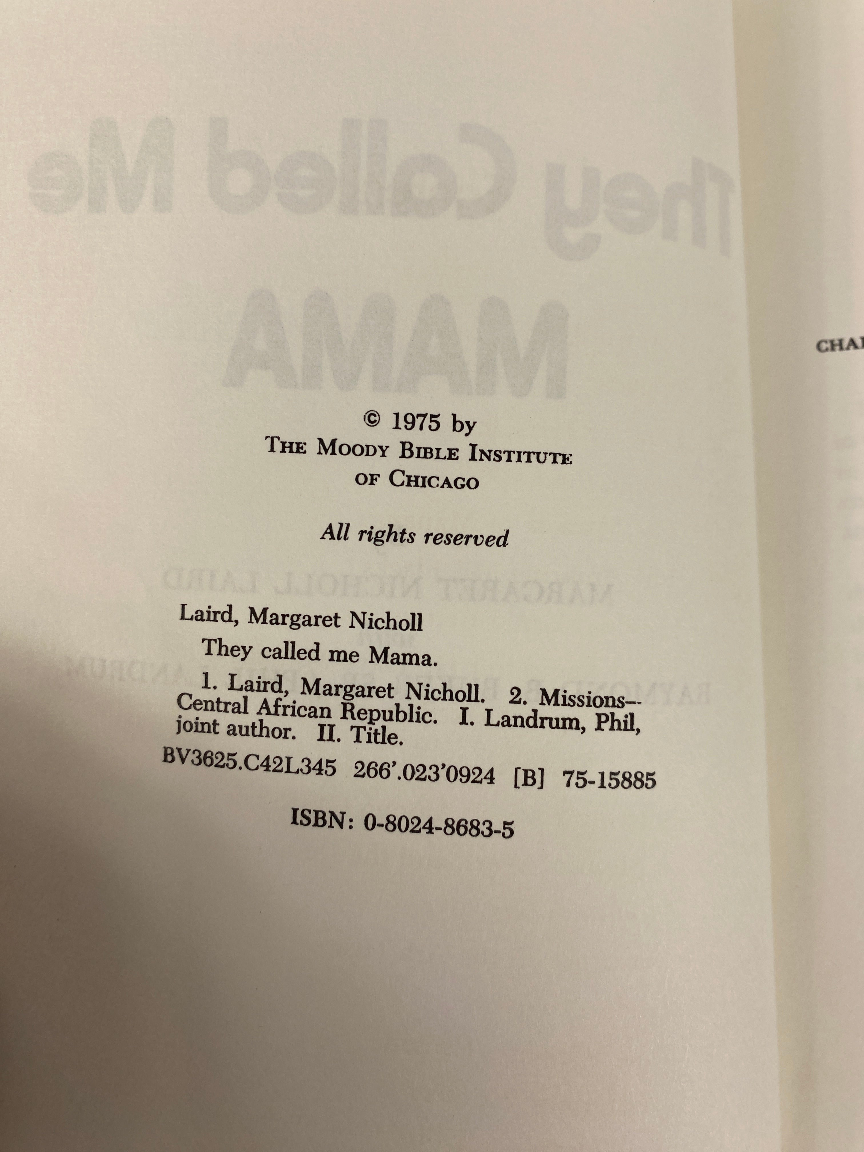 They Called Me Mama Chicago Moody Bible Book 1975 *signed*