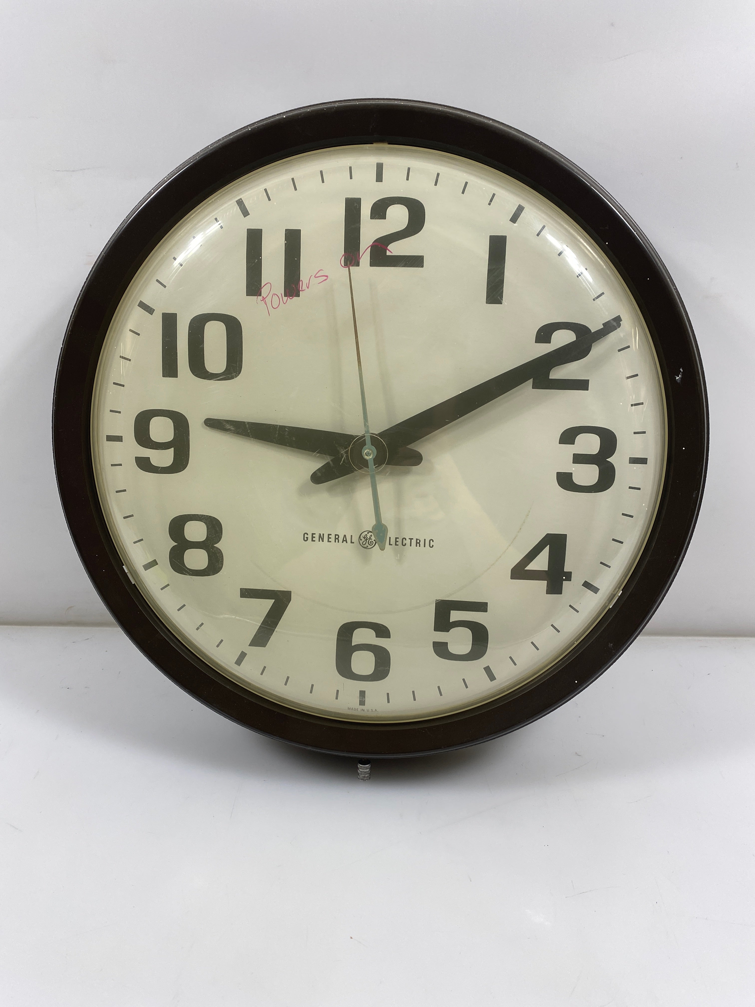 Vintage General Electric Wall School Clock *powers on*