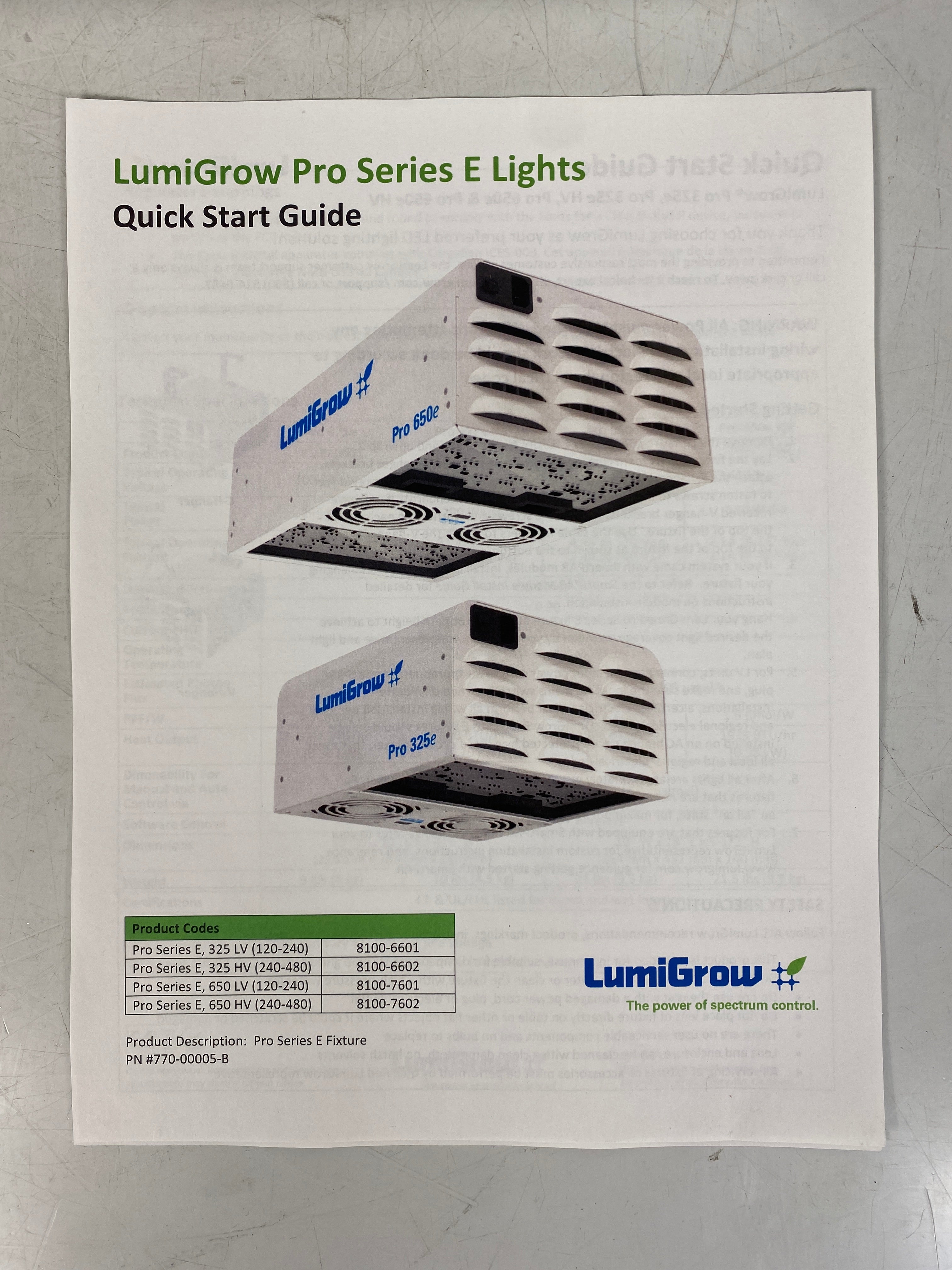 LumiGrow Pro Series 650e LED Grow Light Fixture