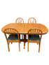 Lot of 5 Dining Set Teal Upholstery Chairs and Extendable Table