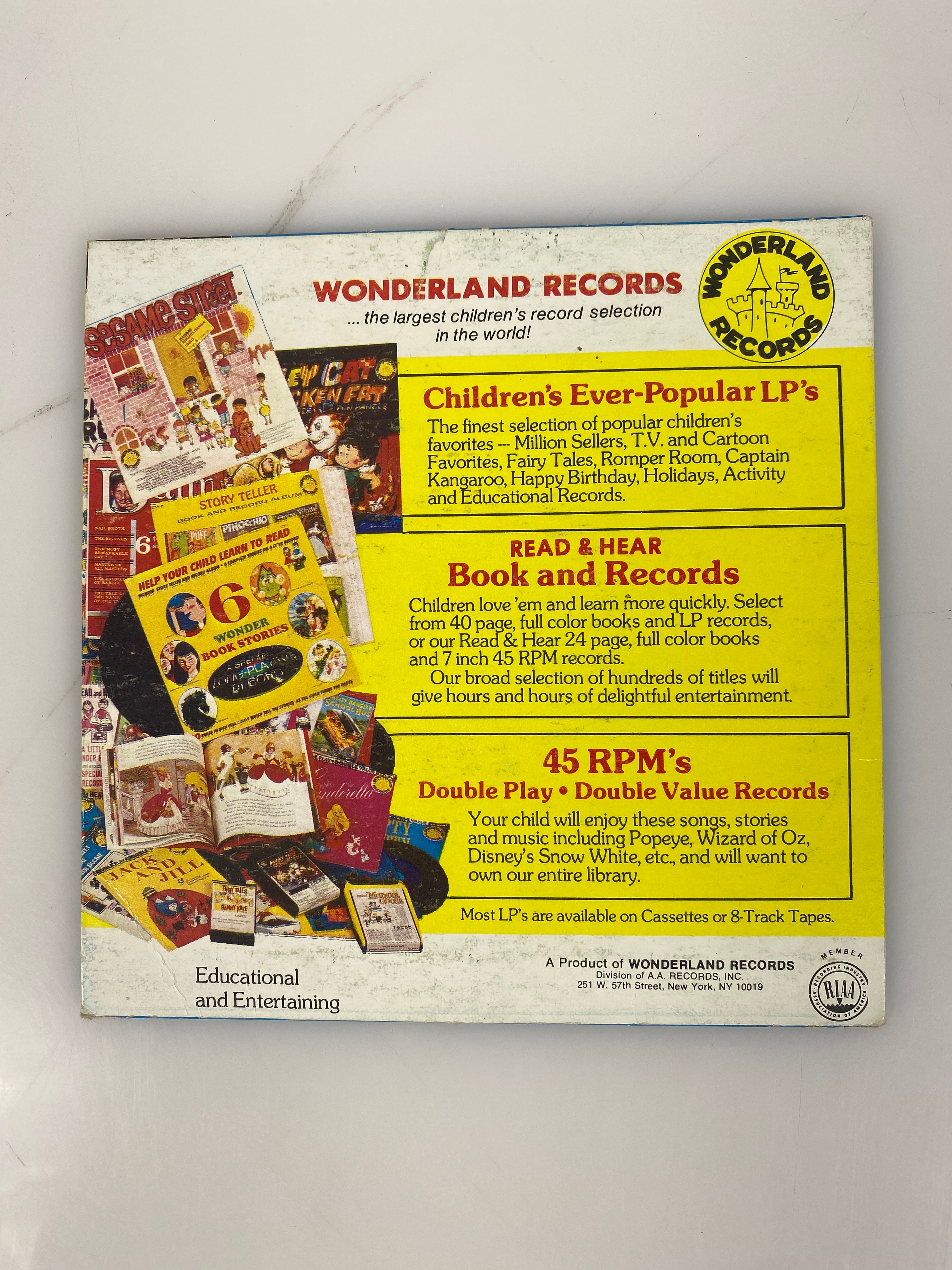 Six Popeye Songs 45 Vinyl Record Wonderland Records