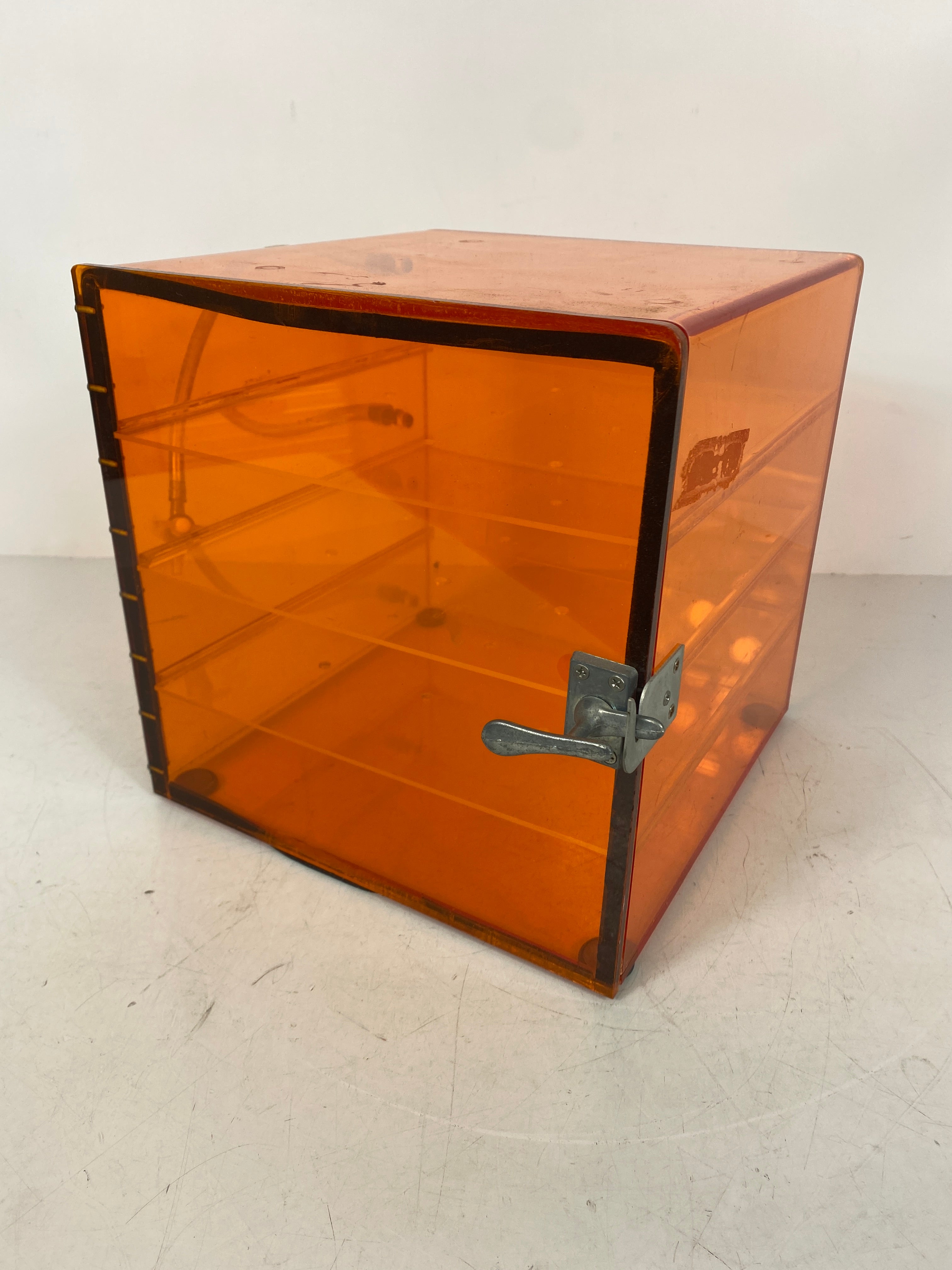 Vintage Micro Air Orange Acrylic Lucite Storage Cabinet