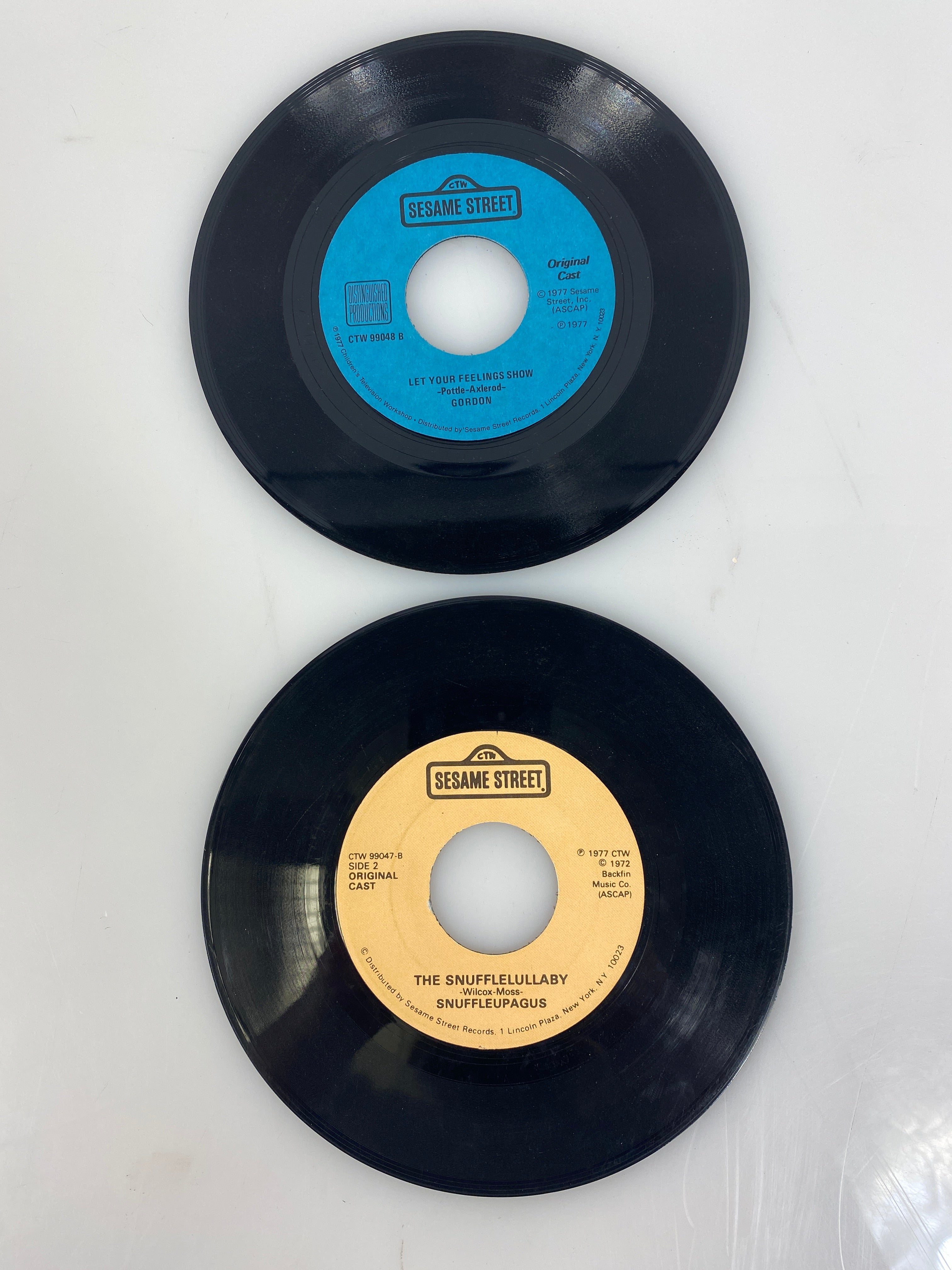 Lot of 2 Sesame Street 45 Vinyl Records Big Bird 1977