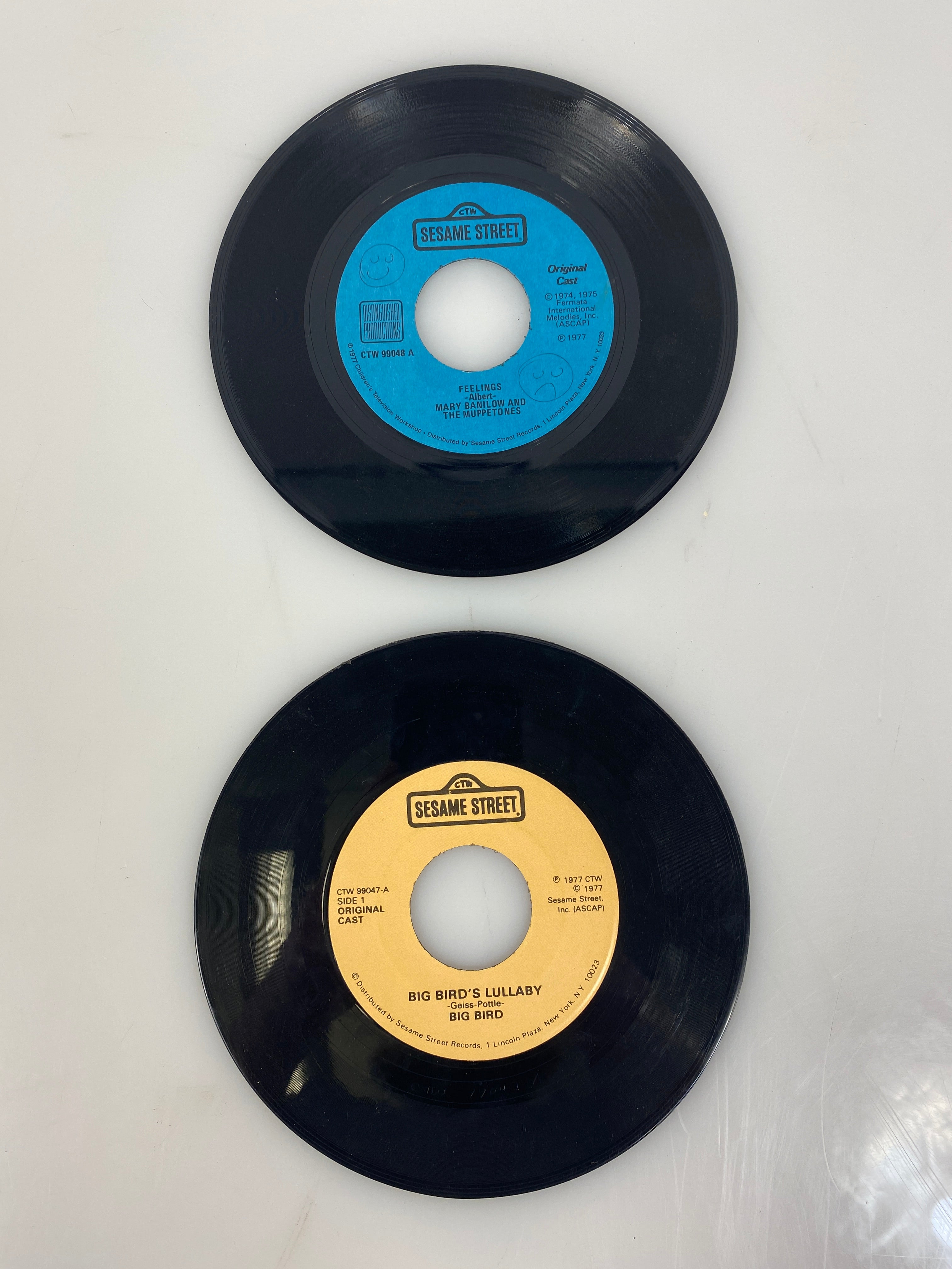 Lot of 2 Sesame Street 45 Vinyl Records Big Bird 1977
