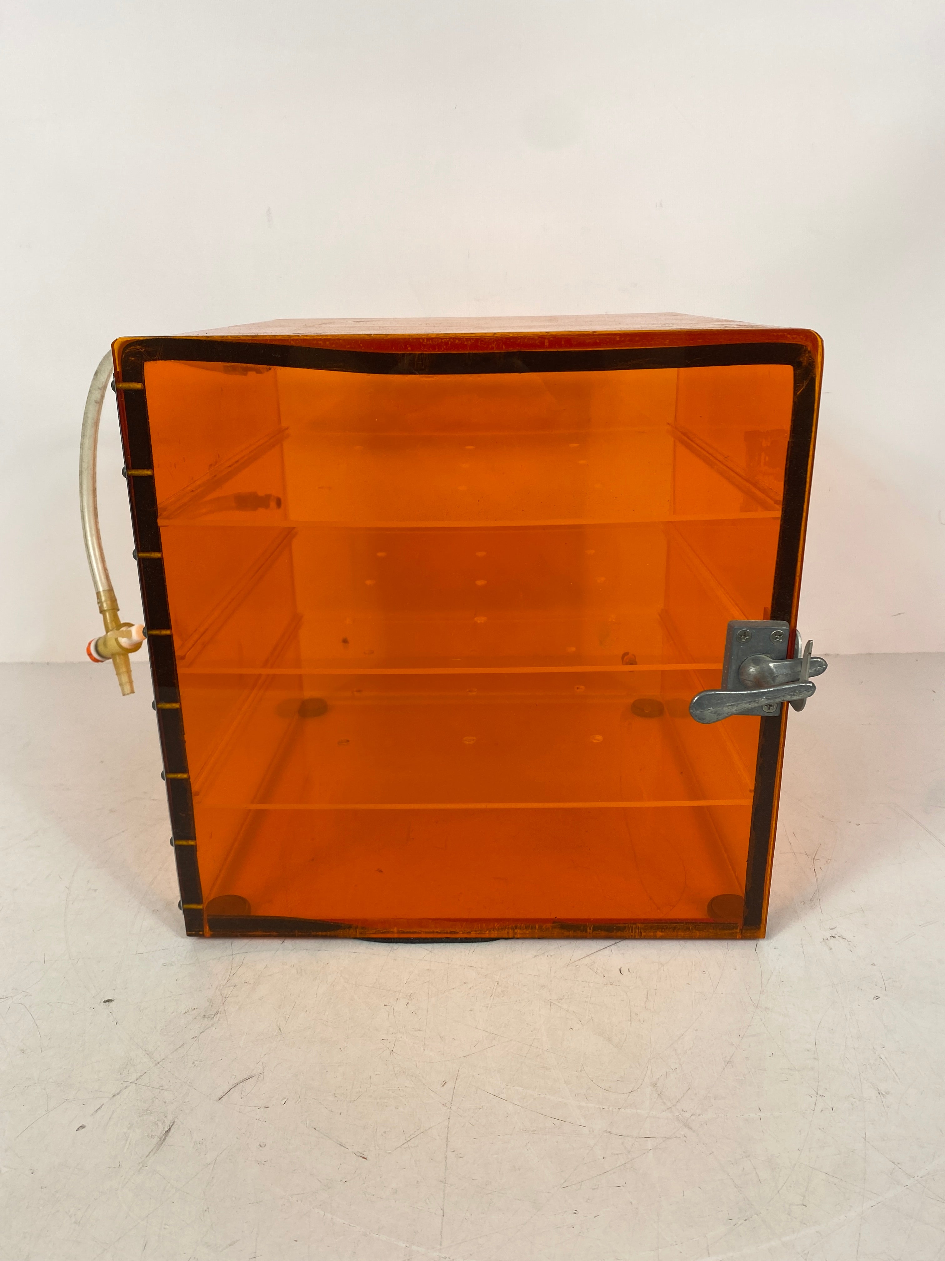 Vintage Micro Air Orange Acrylic Lucite Storage Cabinet