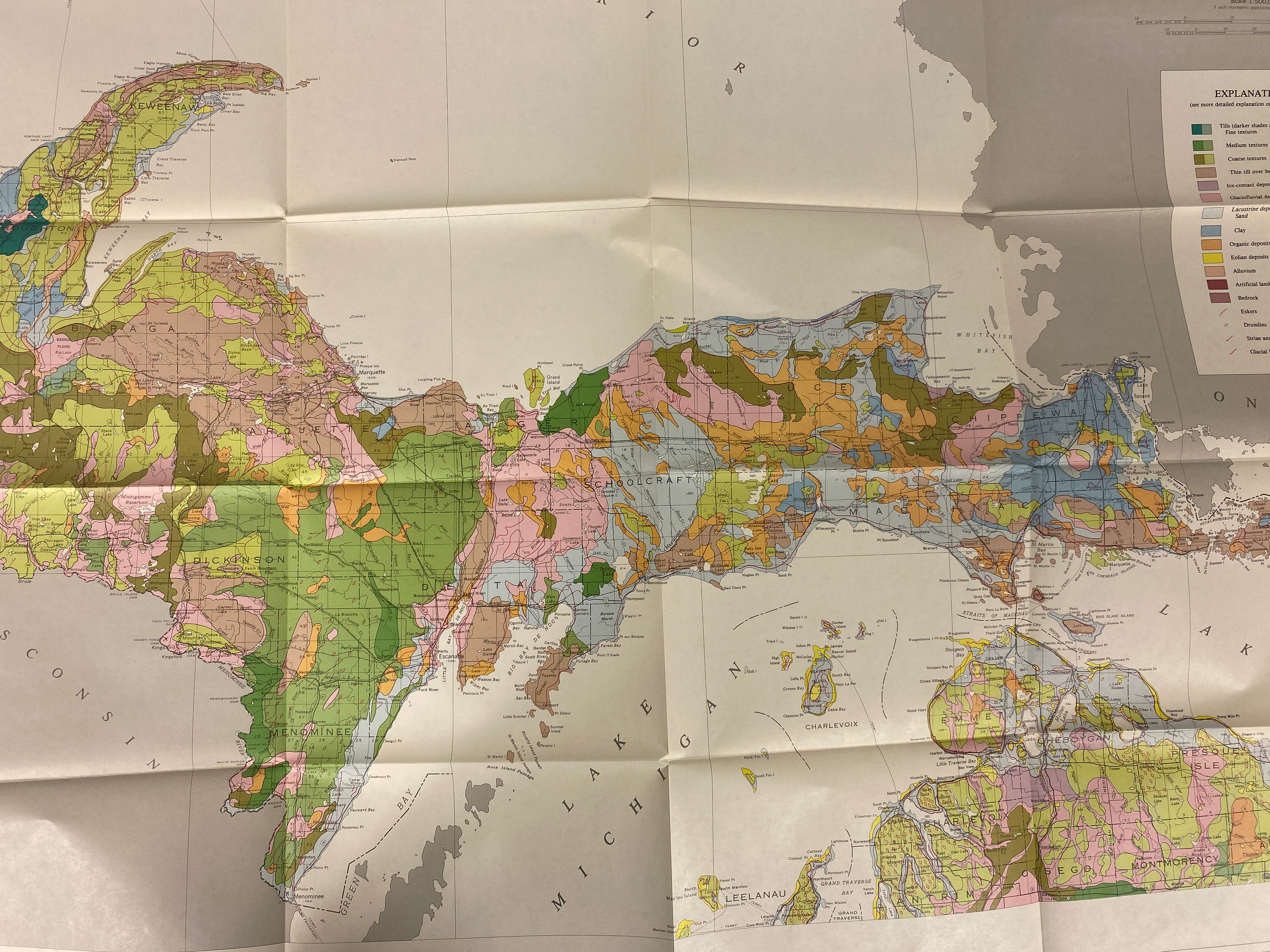 2 Vintage Maps Quaternary Geology of Northern/Southern Michigan 1982