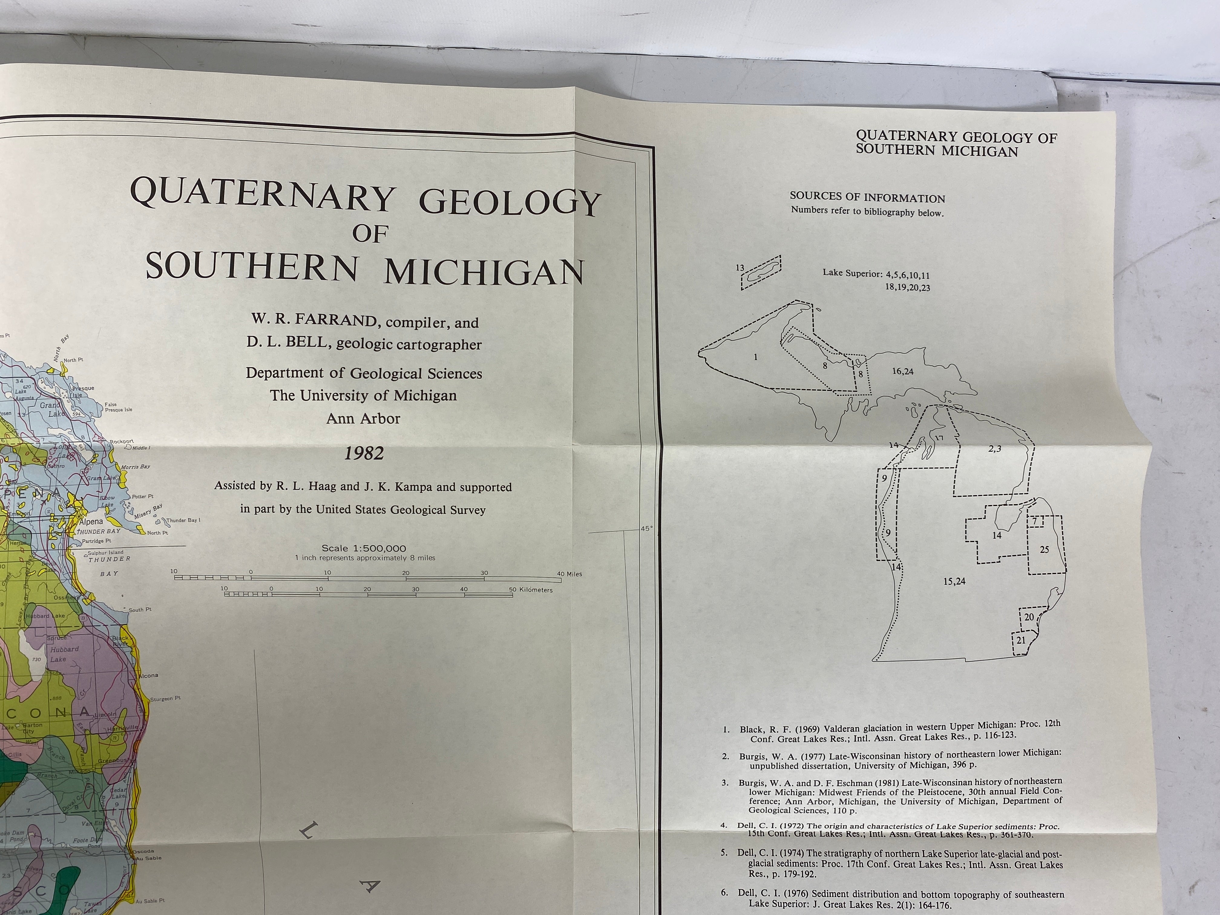 2 Vintage Maps Quaternary Geology of Northern/Southern Michigan 1982