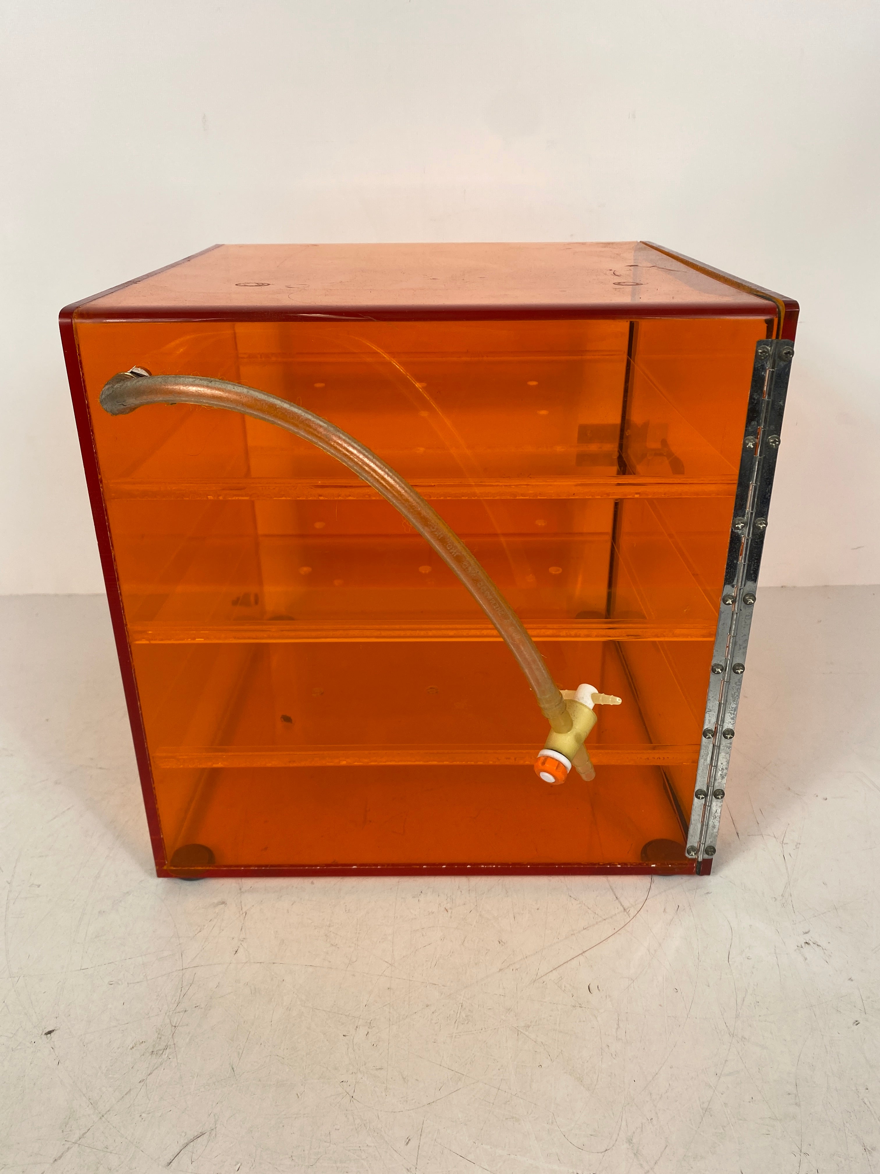 Vintage Micro Air Orange Acrylic Lucite Storage Cabinet