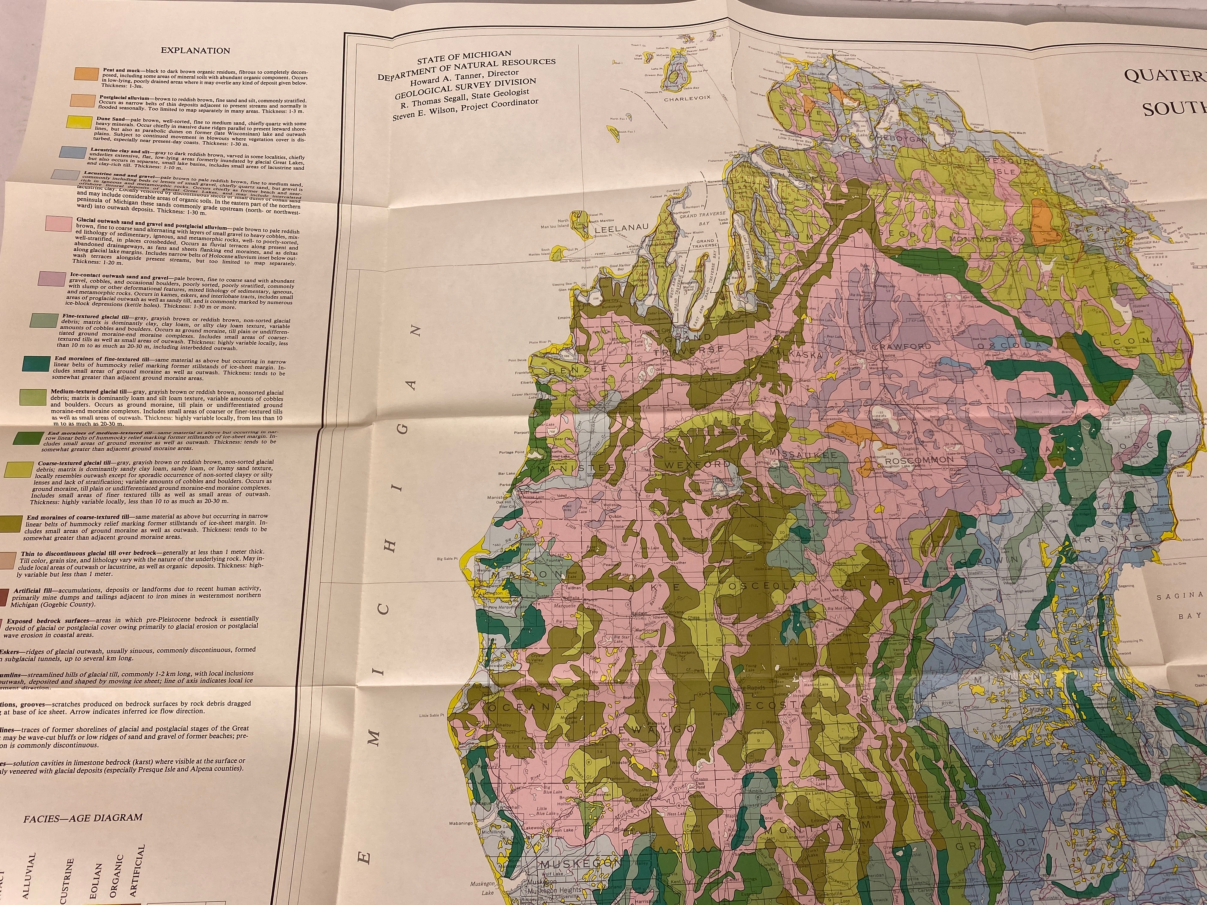 2 Vintage Maps Quaternary Geology of Northern/Southern Michigan 1982