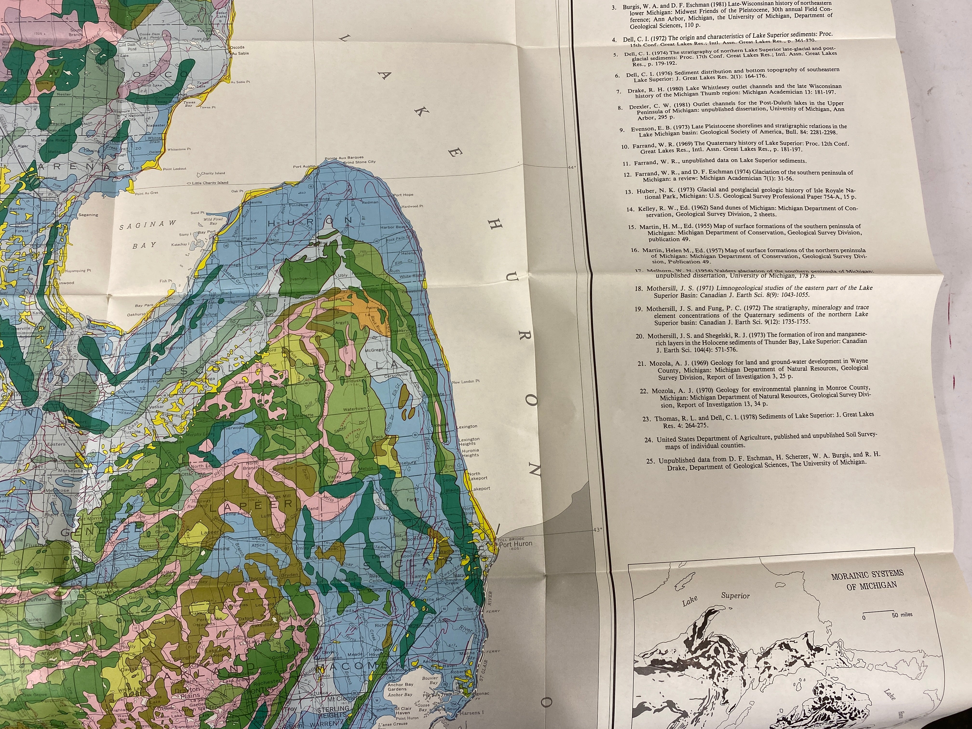 2 Vintage Maps Quaternary Geology of Northern/Southern Michigan 1982