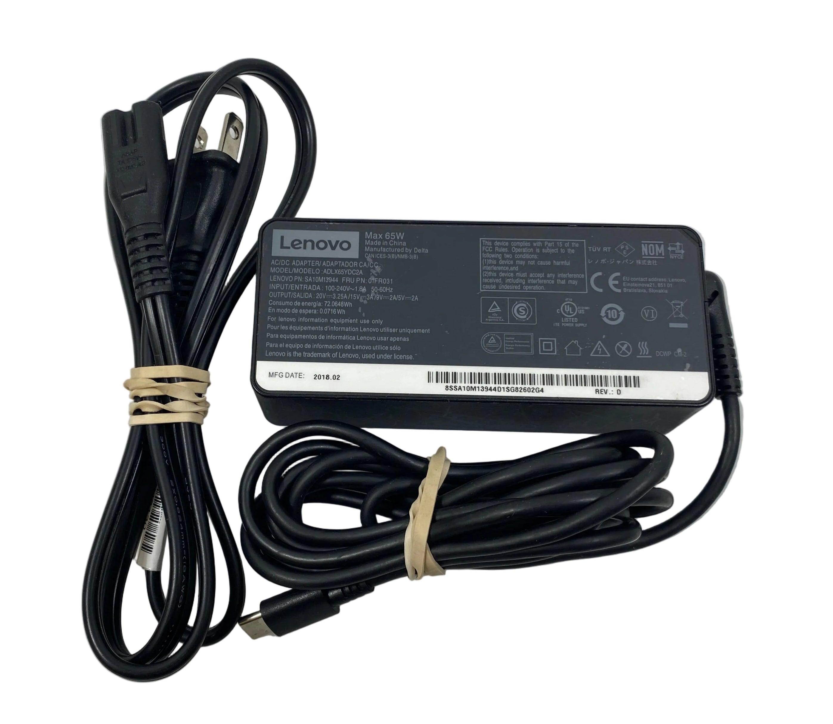 Lenovo 65W ADLX65YDC2A USB-C Power Supply