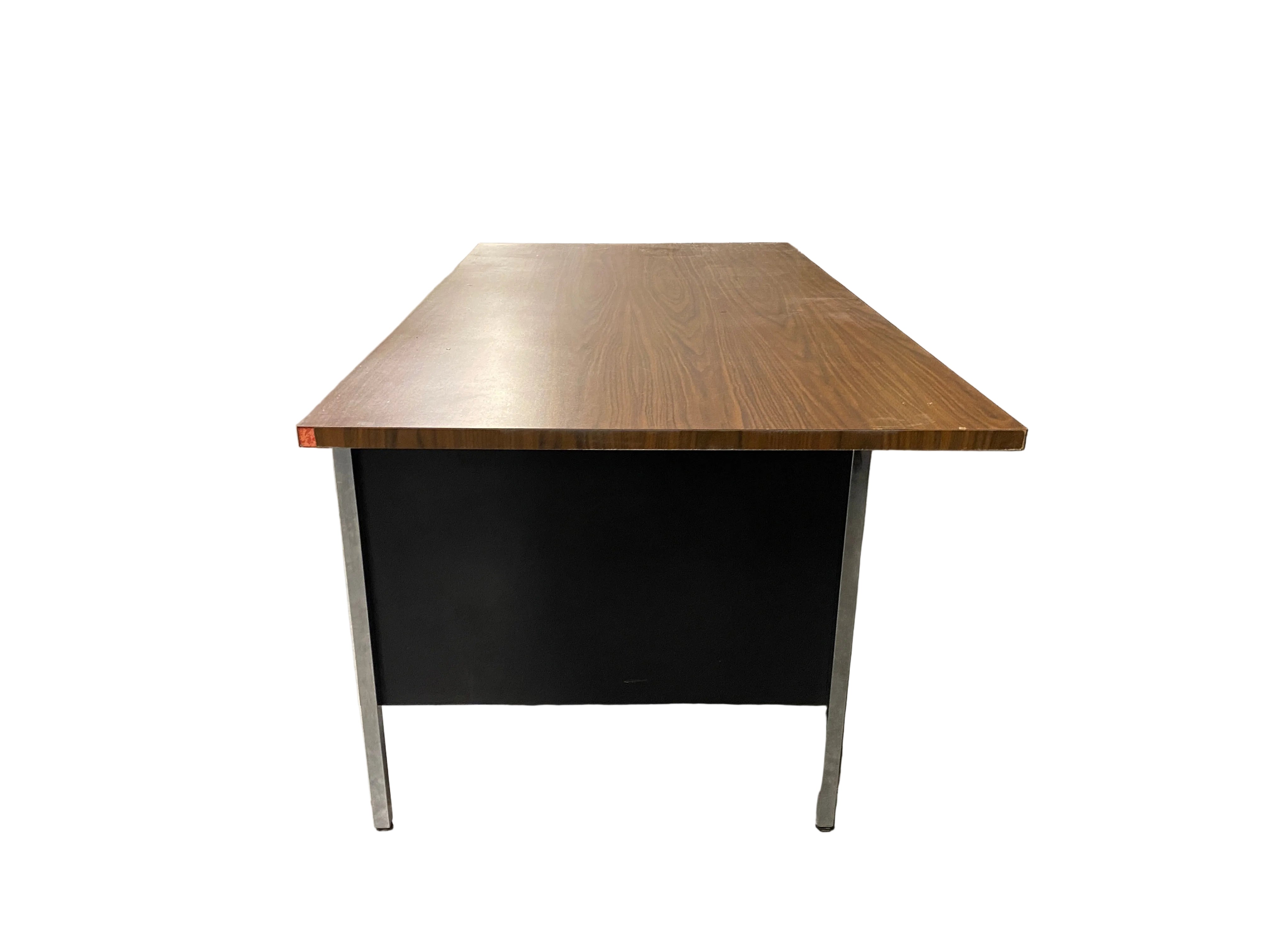 Steelcase Black 5 Drawer Tanker Desk With Wood Laminate Top