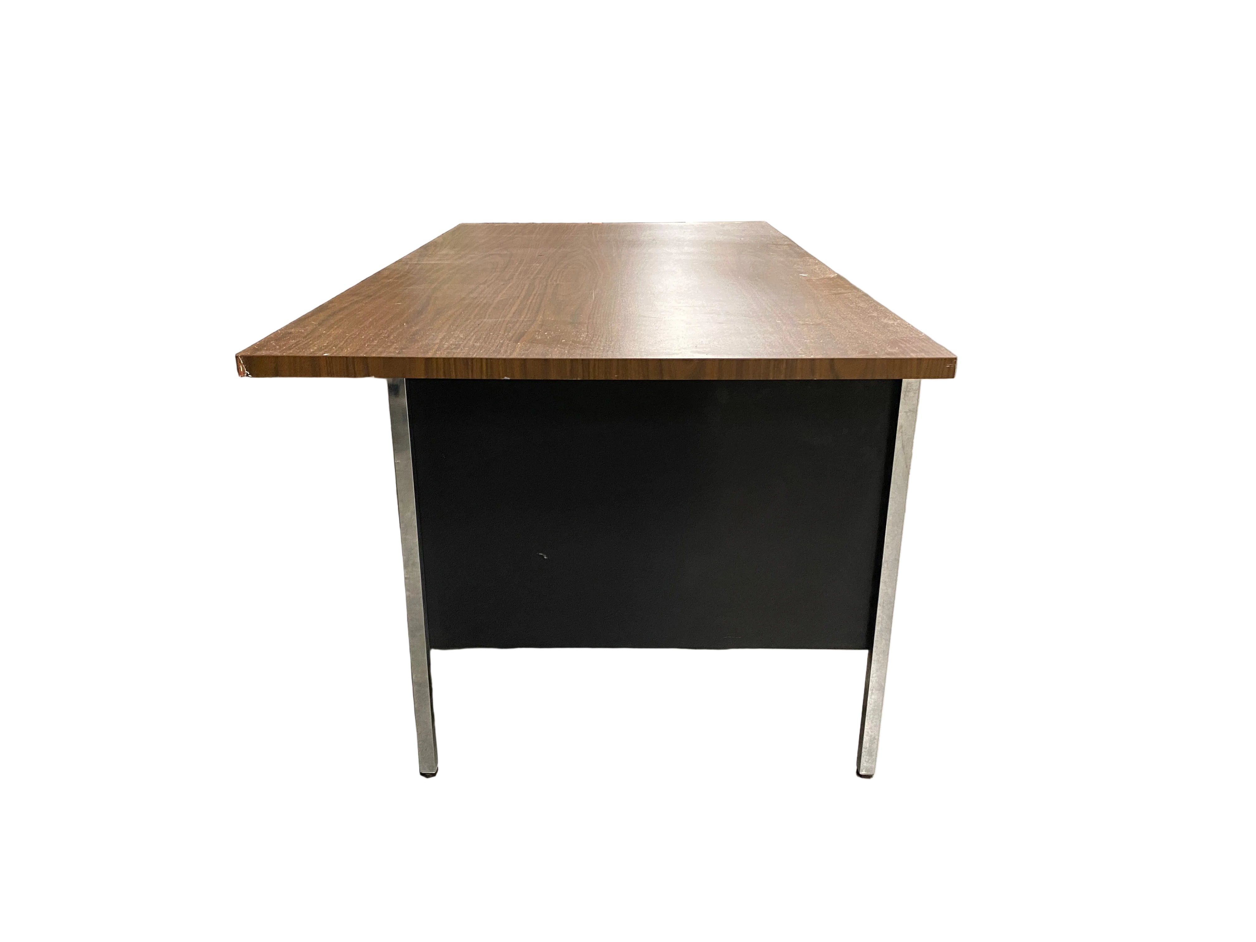 Steelcase Black 5 Drawer Tanker Desk With Wood Laminate Top