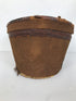 Antique 1800s Leather & Woven Hat Box with Lid *For Parts or Repair*