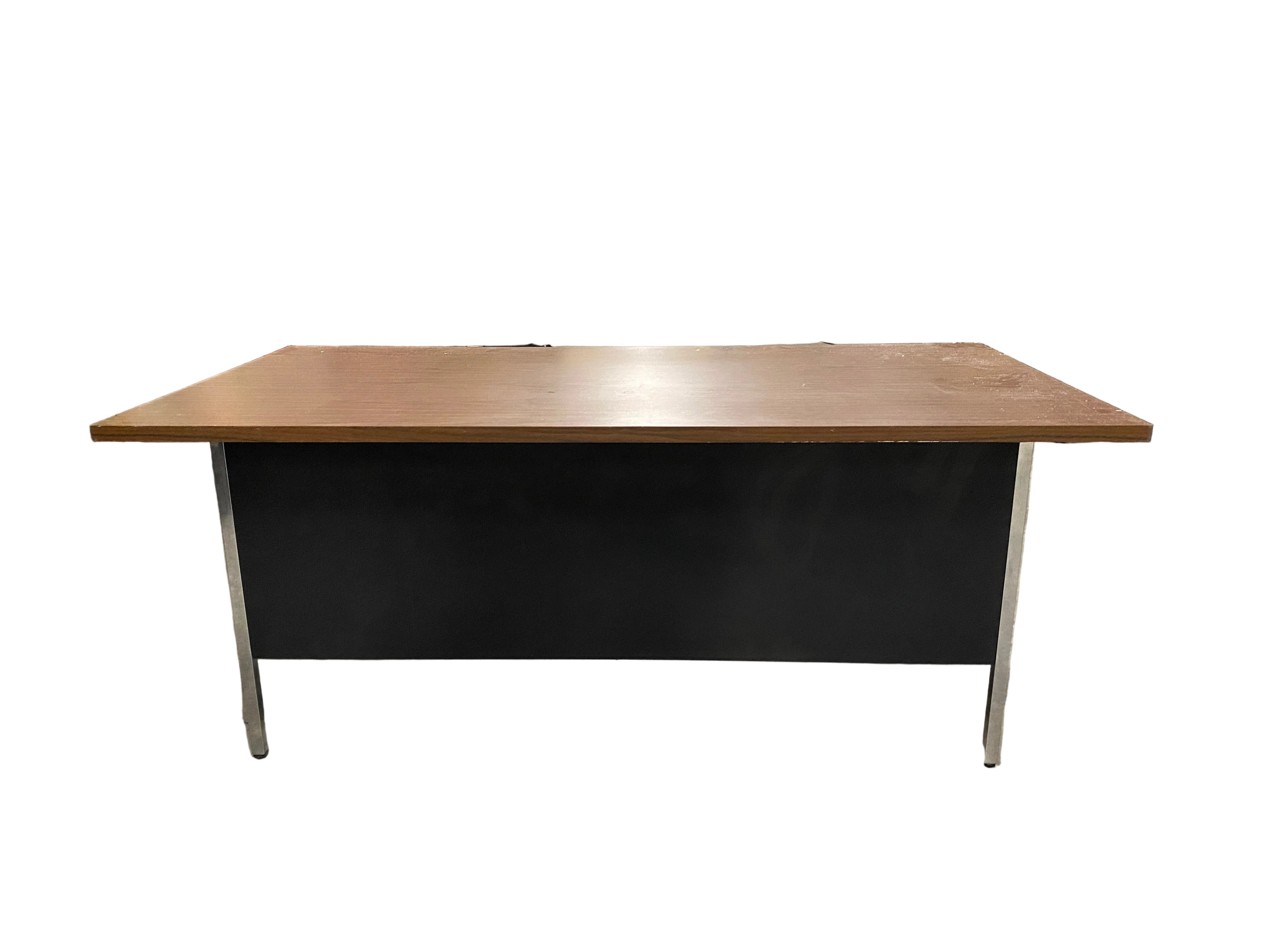 Steelcase Black 5 Drawer Tanker Desk With Wood Laminate Top