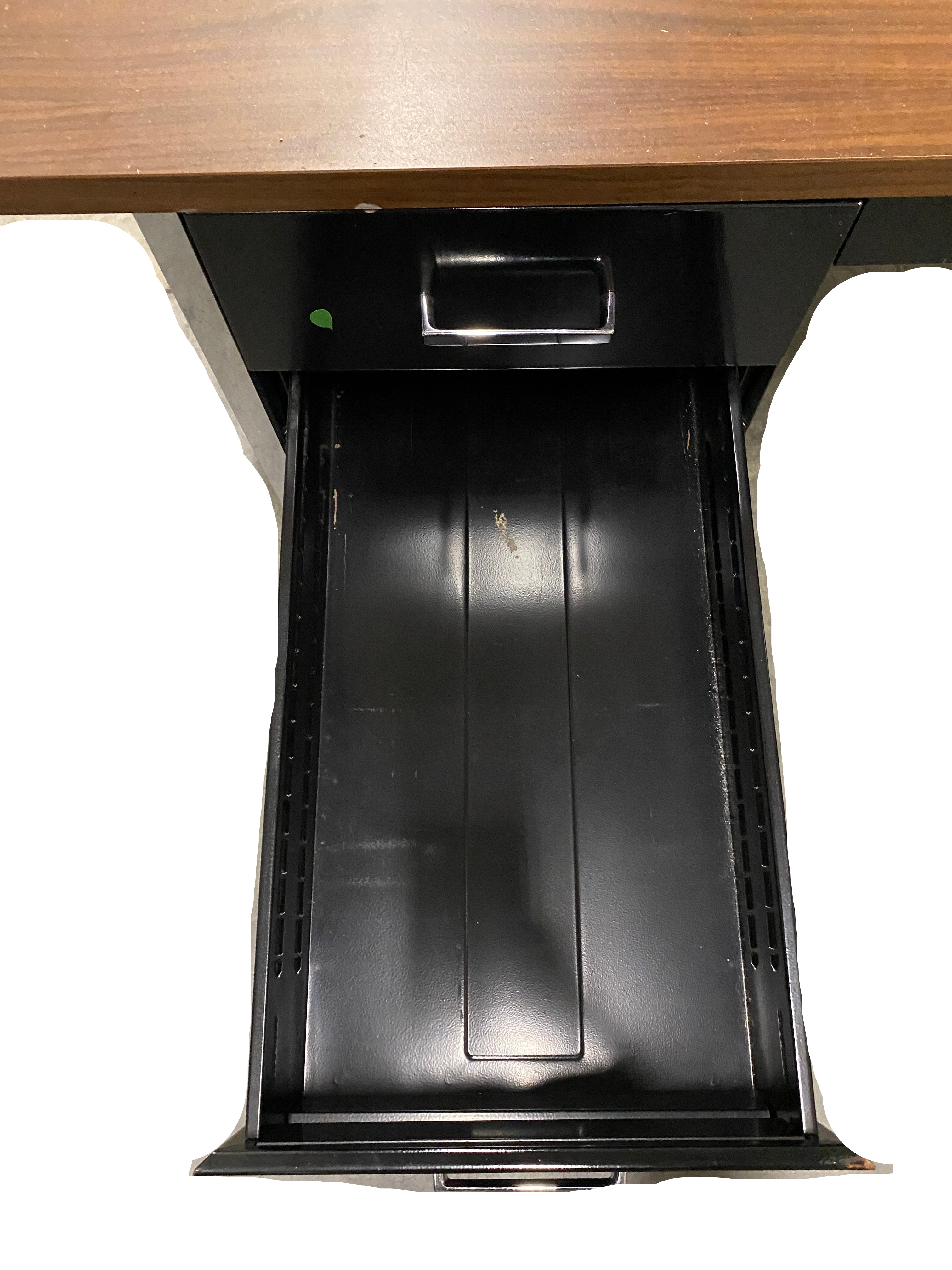 Steelcase Black 5 Drawer Tanker Desk With Wood Laminate Top