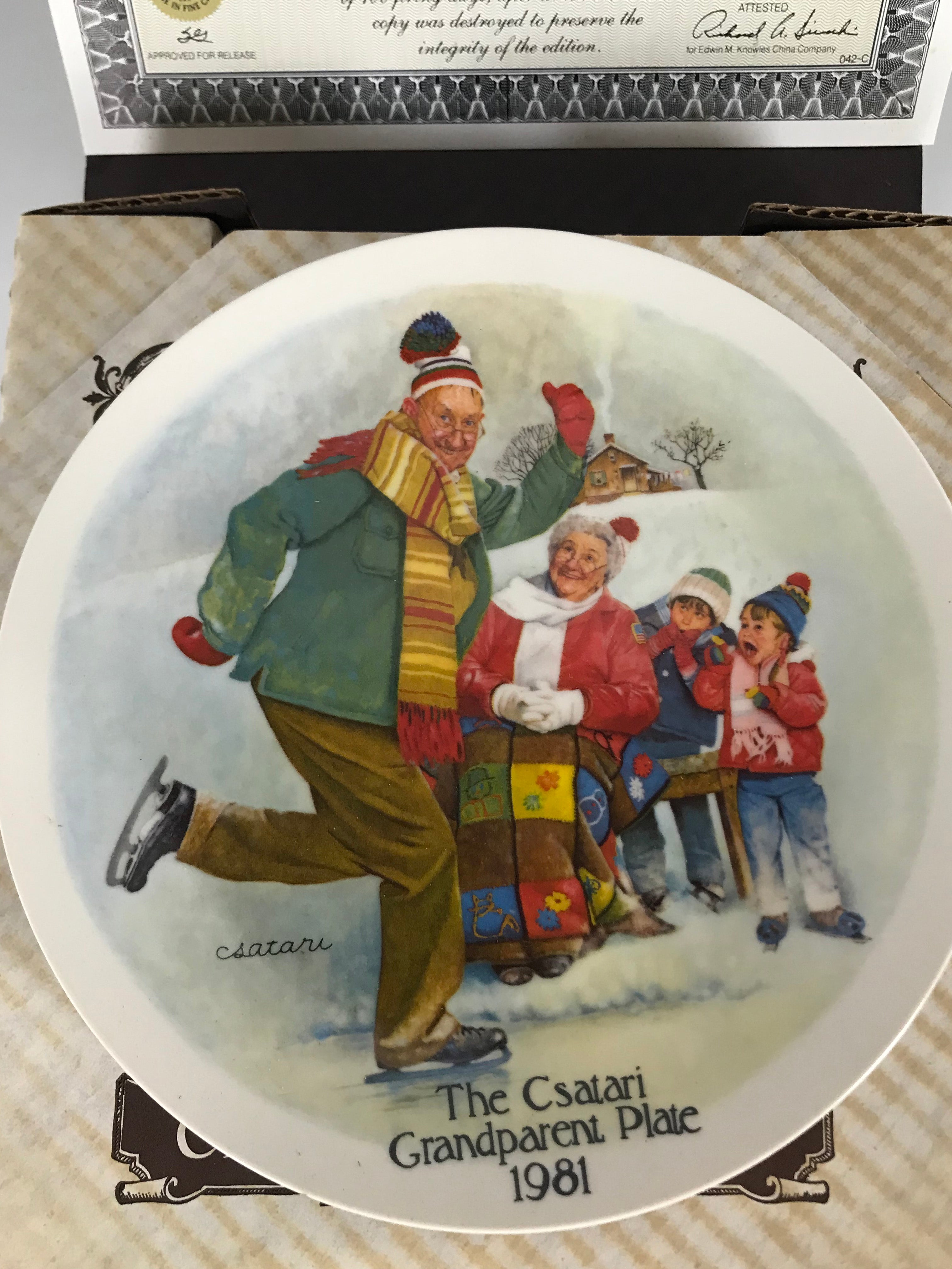 The Edwin M. Knowles China Co. "The Skating Lesson" Plate