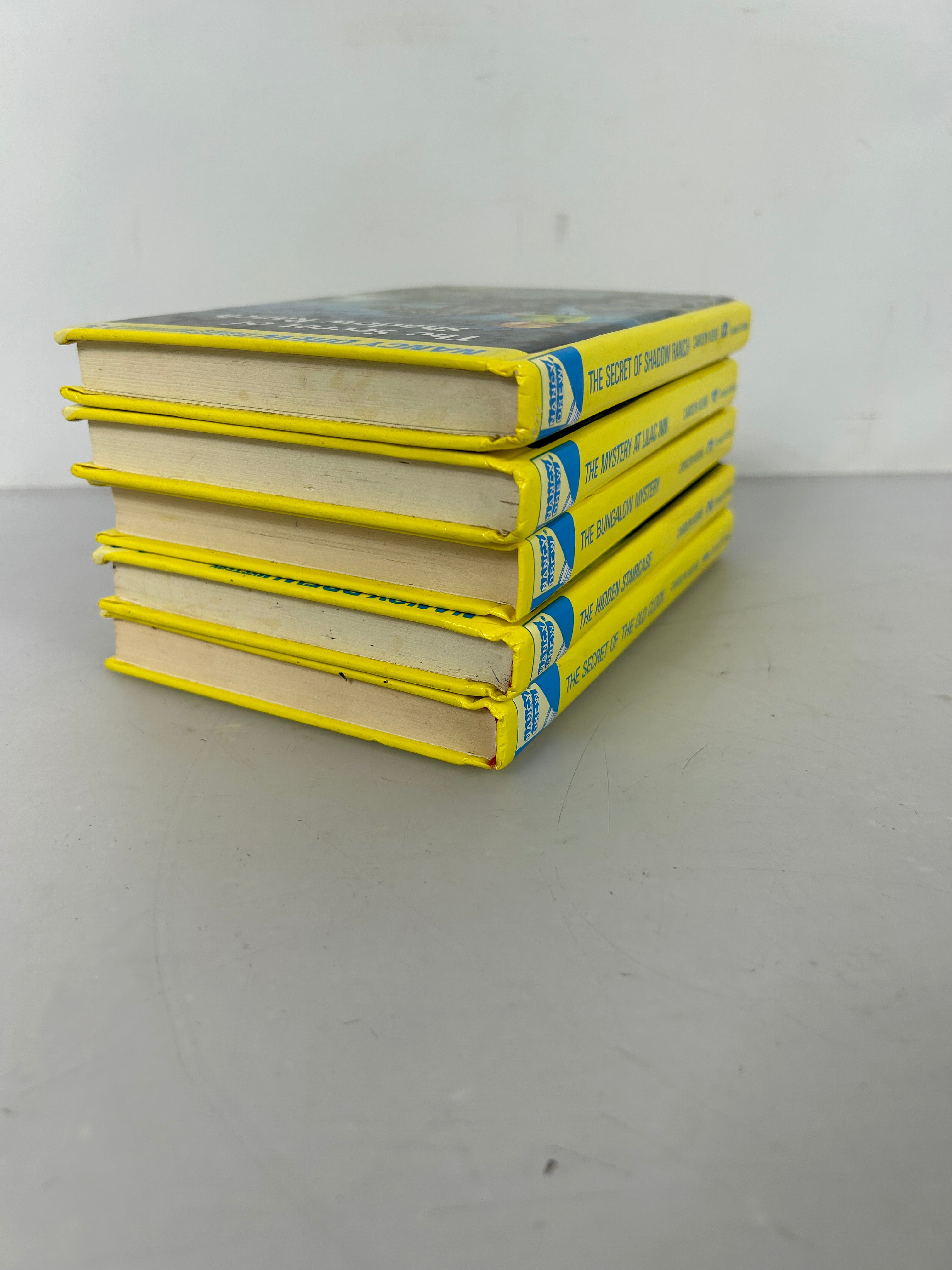Lot of First 5 Nancy Drew Mysteries Shiny Yellow Flashlight Covers (1-5) HC