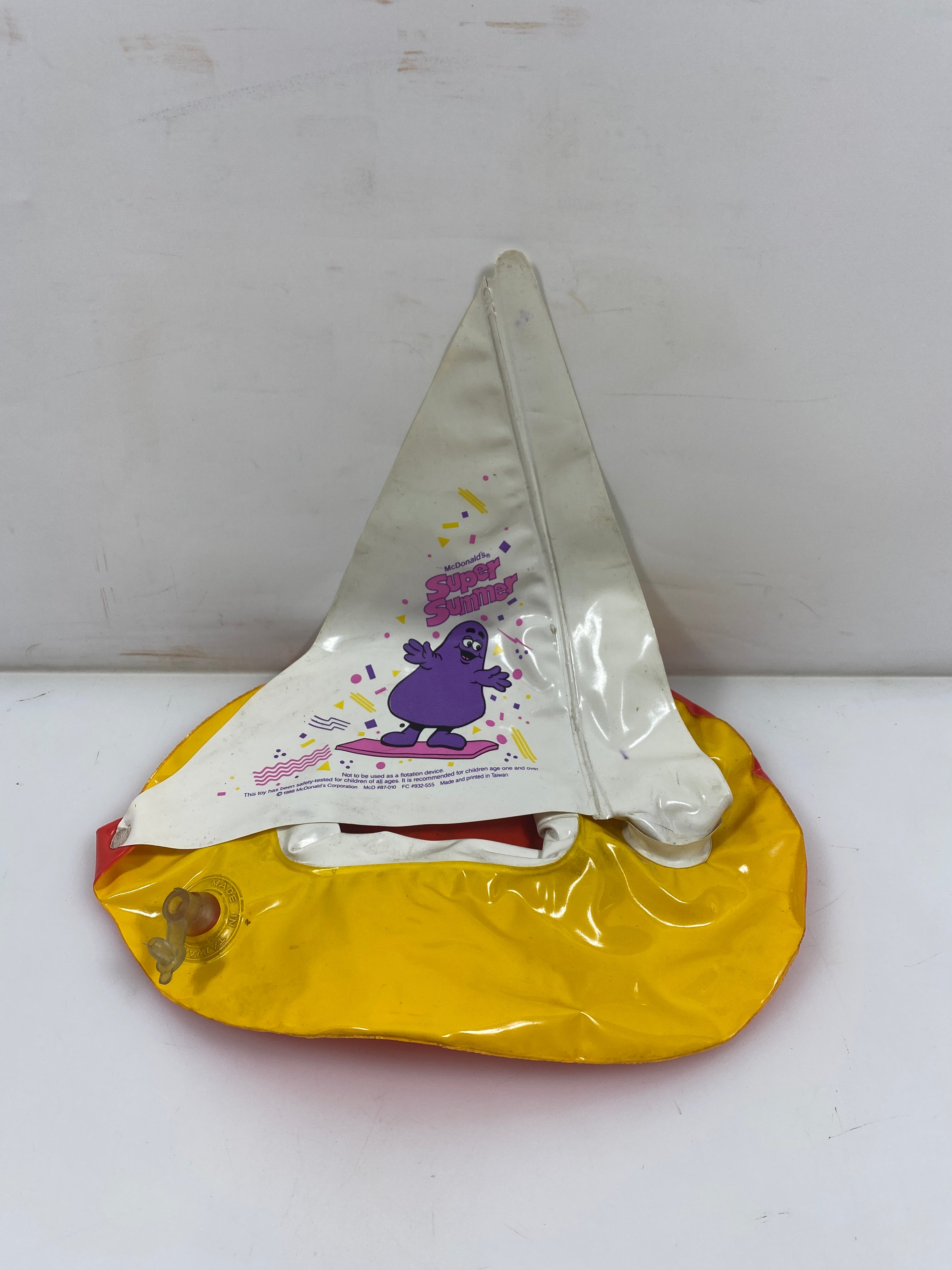 1988 McDonald's Super Summer Inflatable Grimace Sailboat