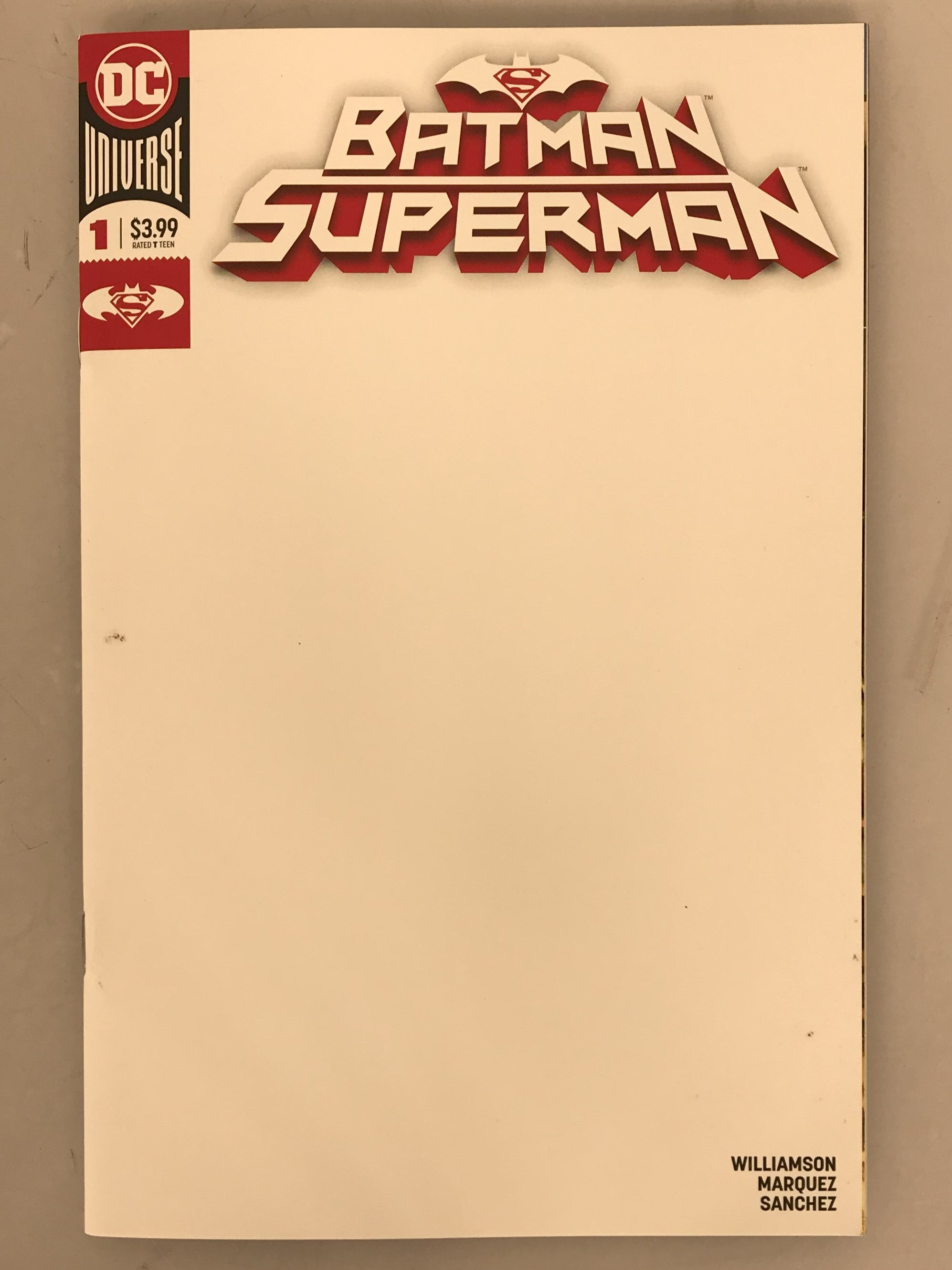 Batman Superman 1 2019 Blank Variant Cover