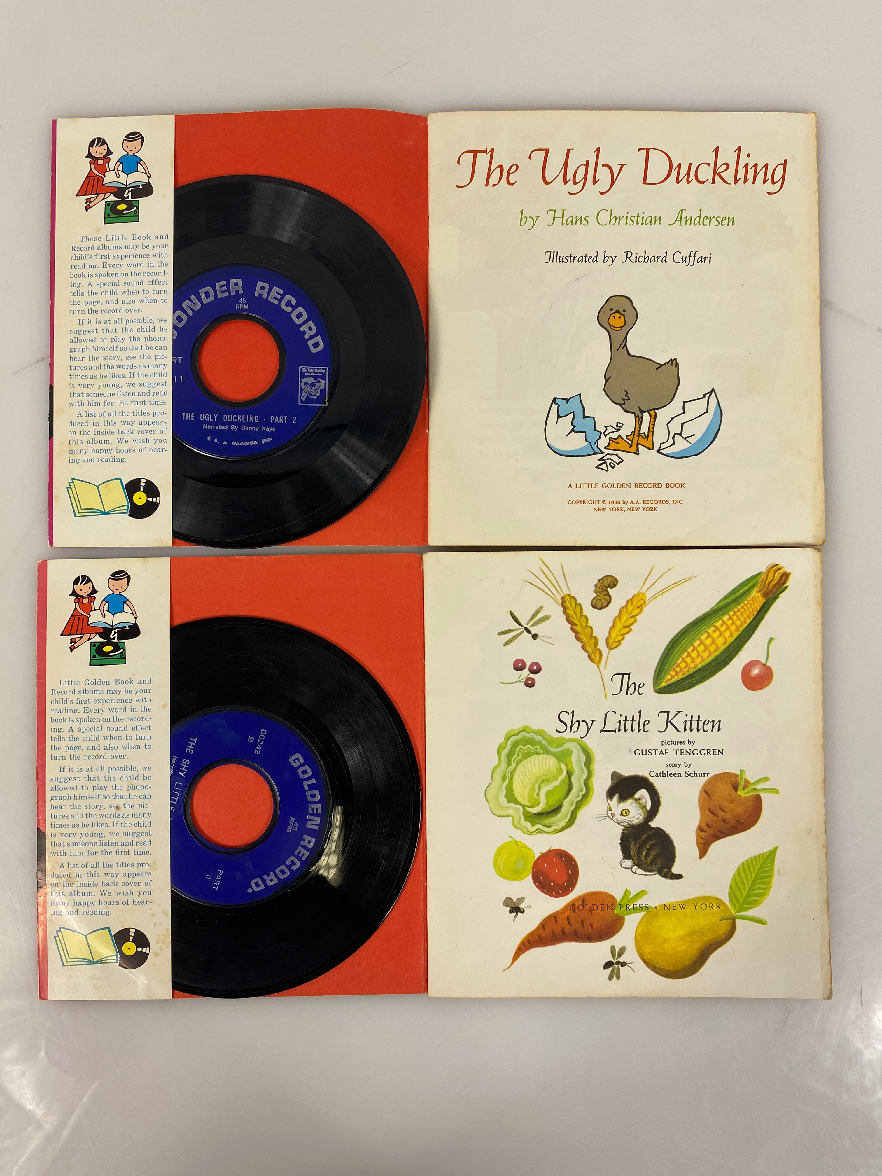 Lot of 2 Golden Read Along Books 45 Vinyl Records 1946-1966