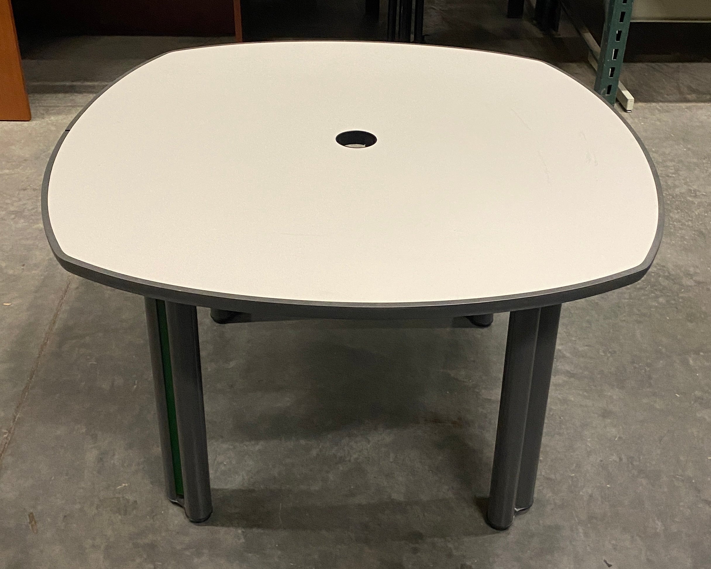 White Rounded Laminate Table #1