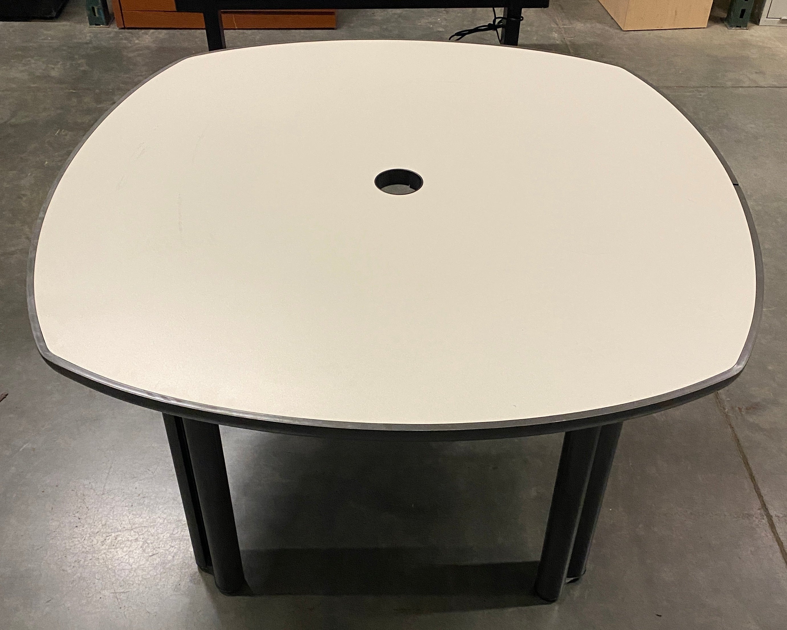 White Rounded Laminate Table #1