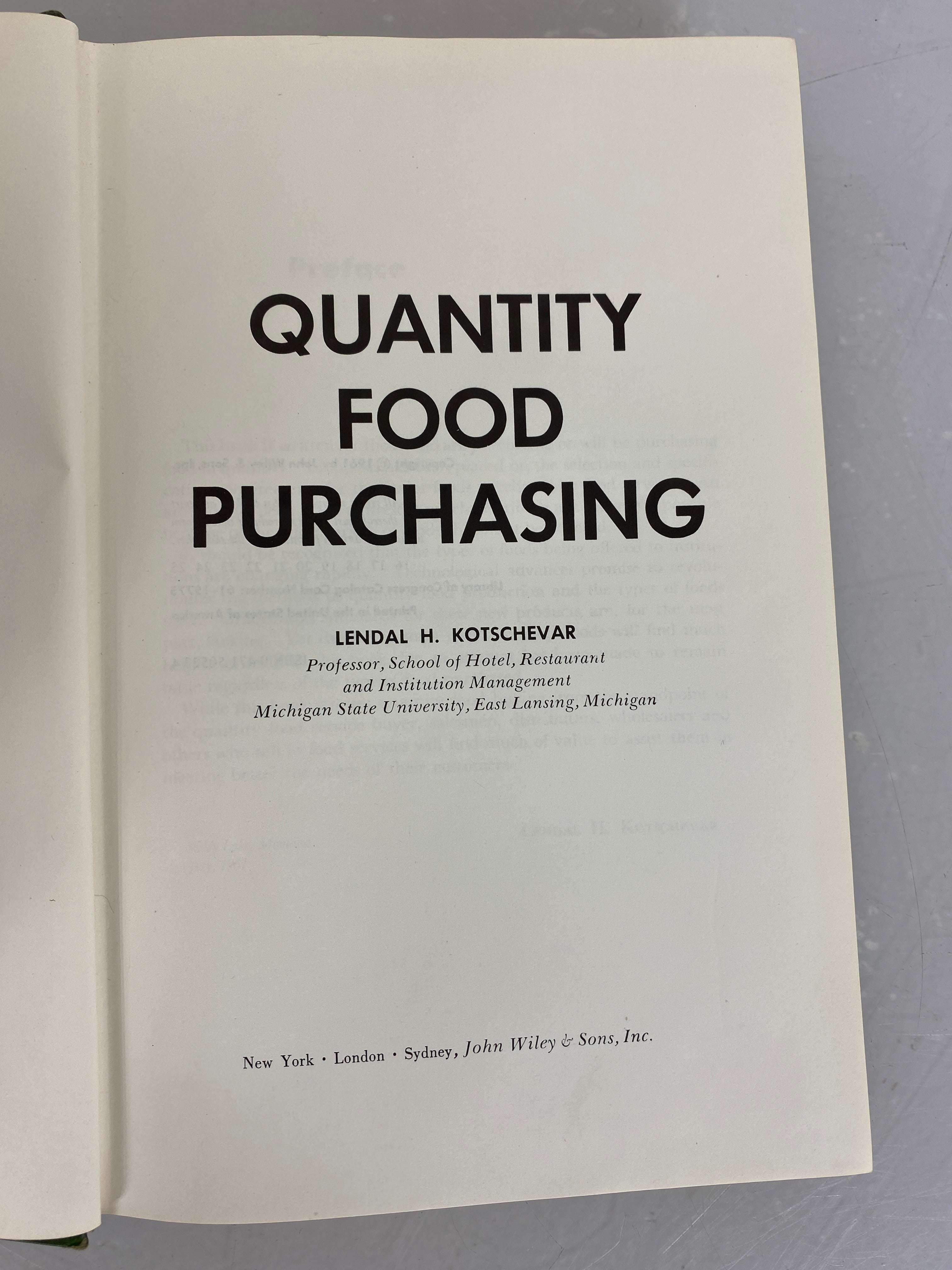 Lot of 2 Foodservice Texts: Quantity Food Purchasing (1961) and Food and Beverage Cost Planning and Control Procedures (1981) HC