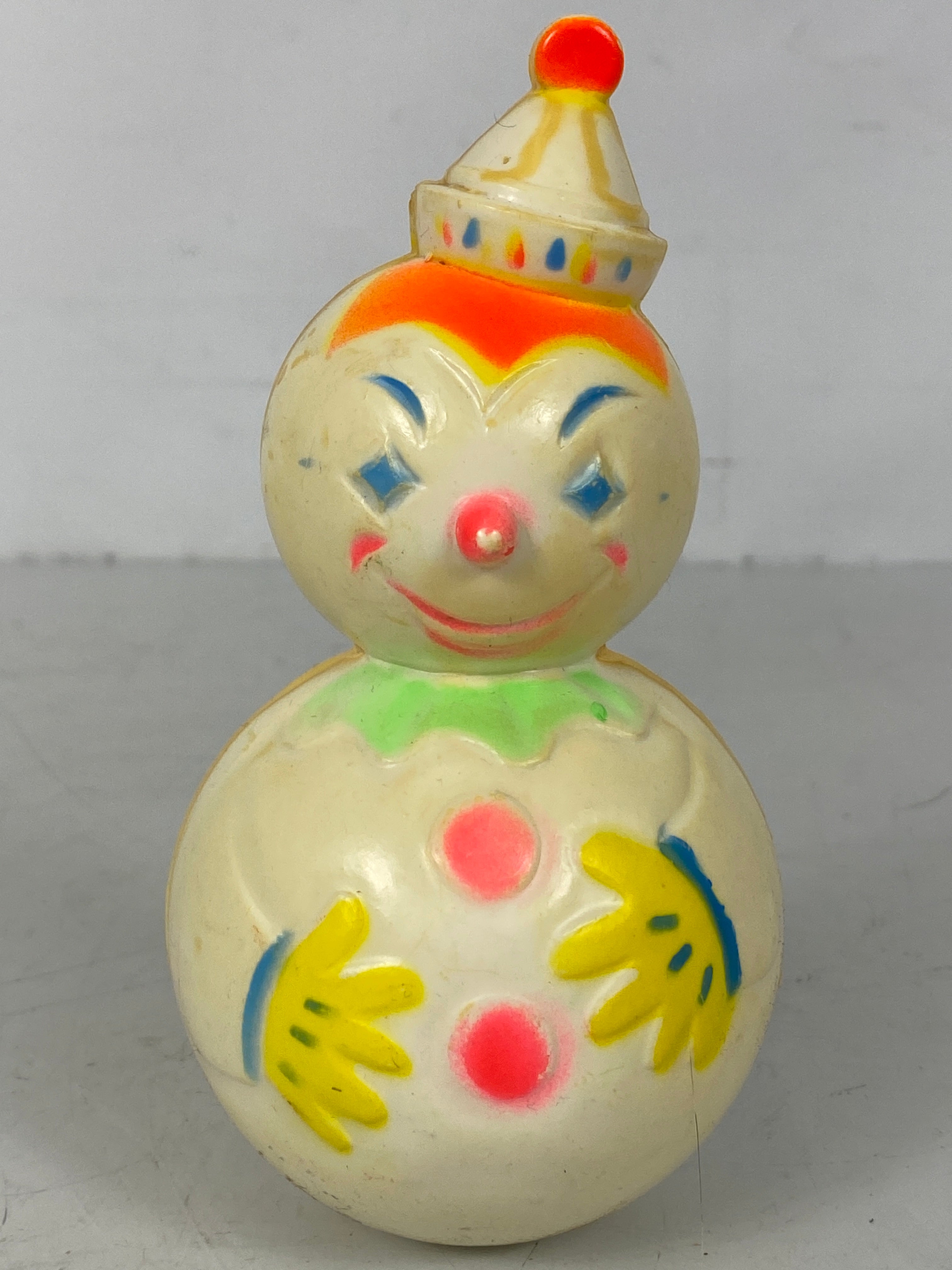 Vintage Roly Poly Hard Plastic Clown Toy