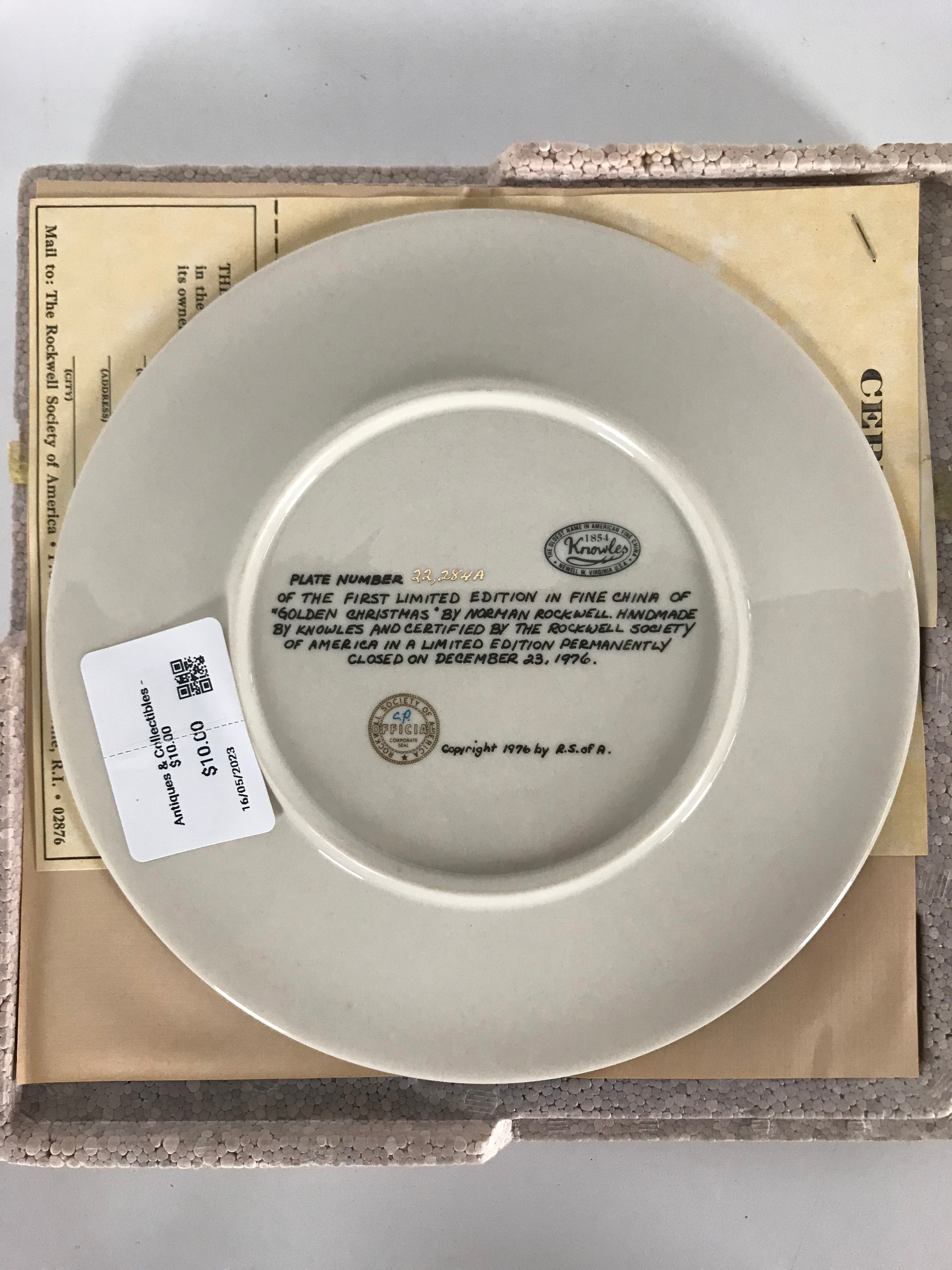 Golden Christmas by Norman Rockwell Plate
