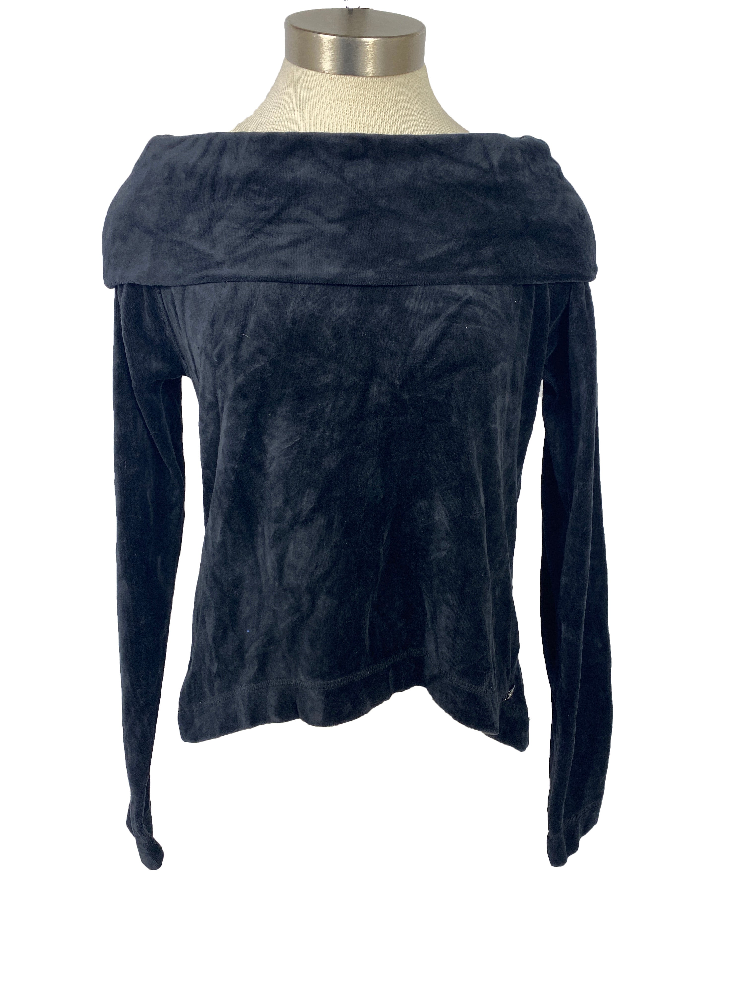 Calvin Klein Black Velvet Long Sleeve Shirt Women's Size XS