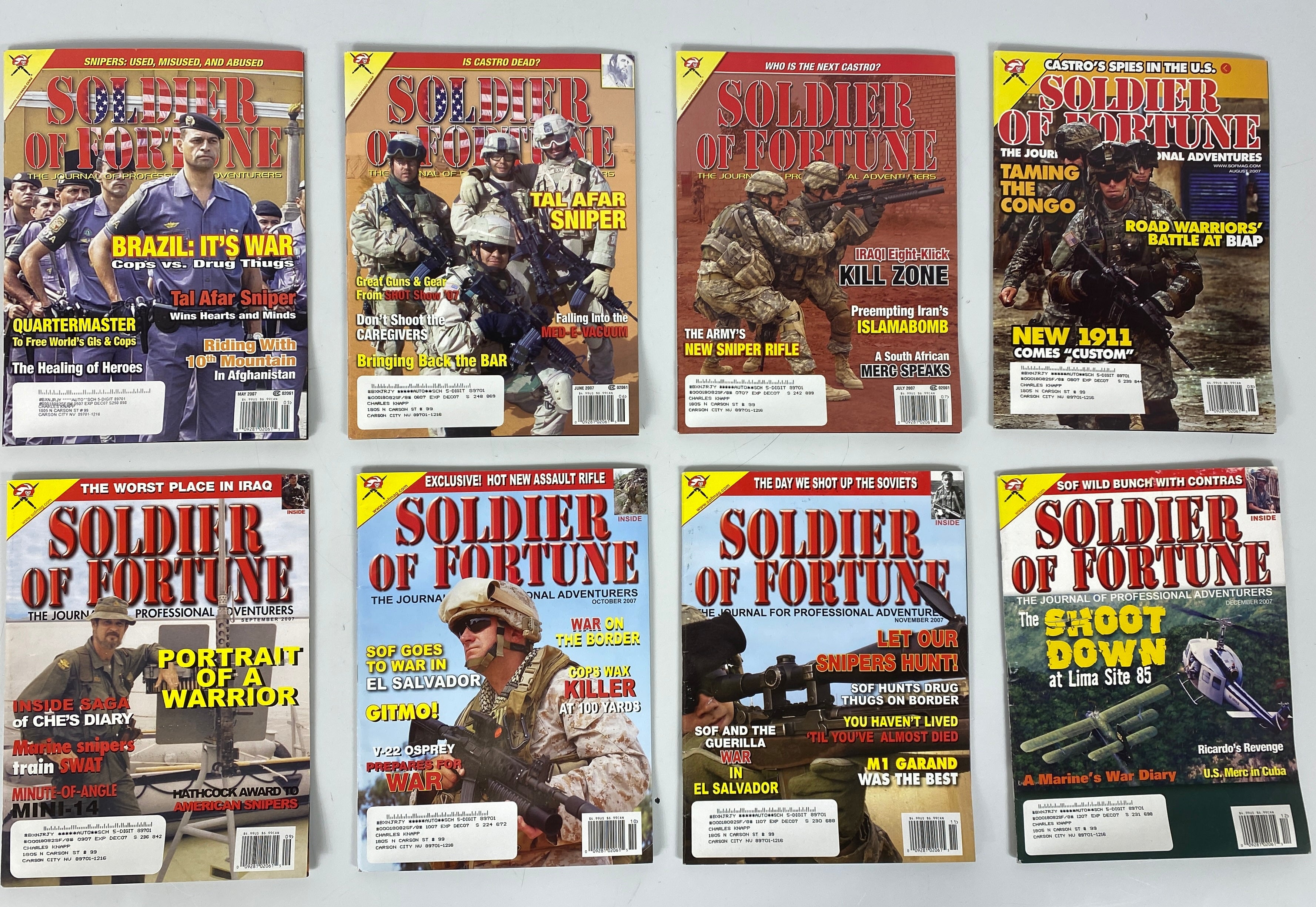 Lot of 24 Soldier of Fortune Magazine (2006-2007) Full Years Complete