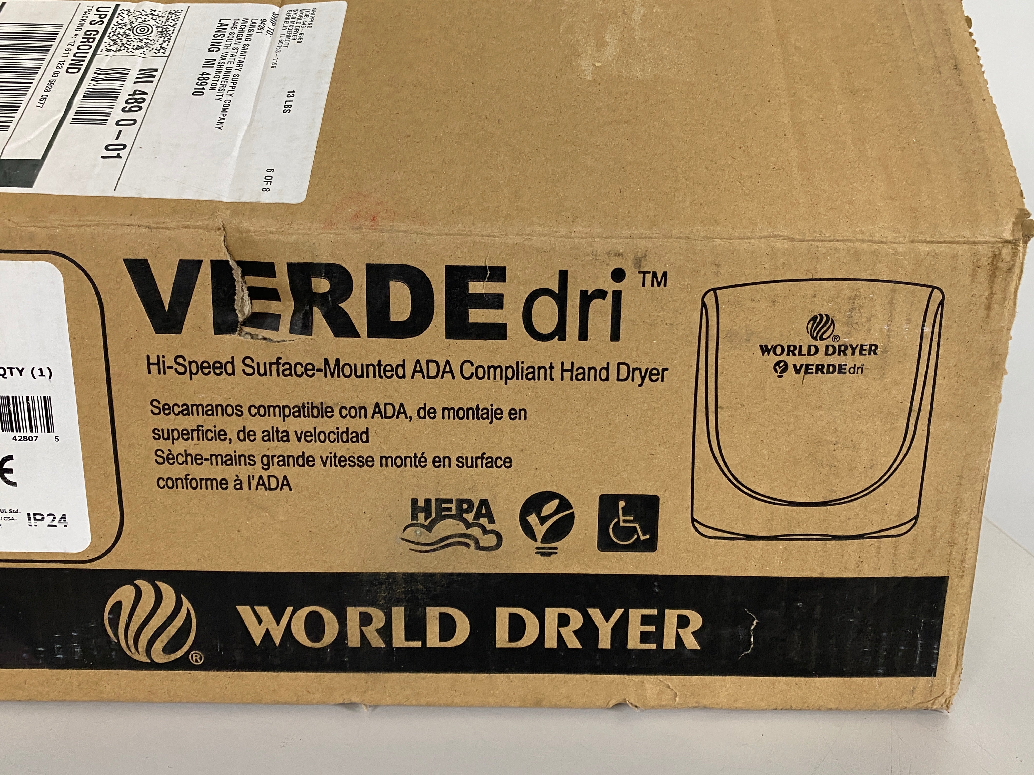 VERDEdri High-speed Mounted Hand Dryer #Q-973A *New*