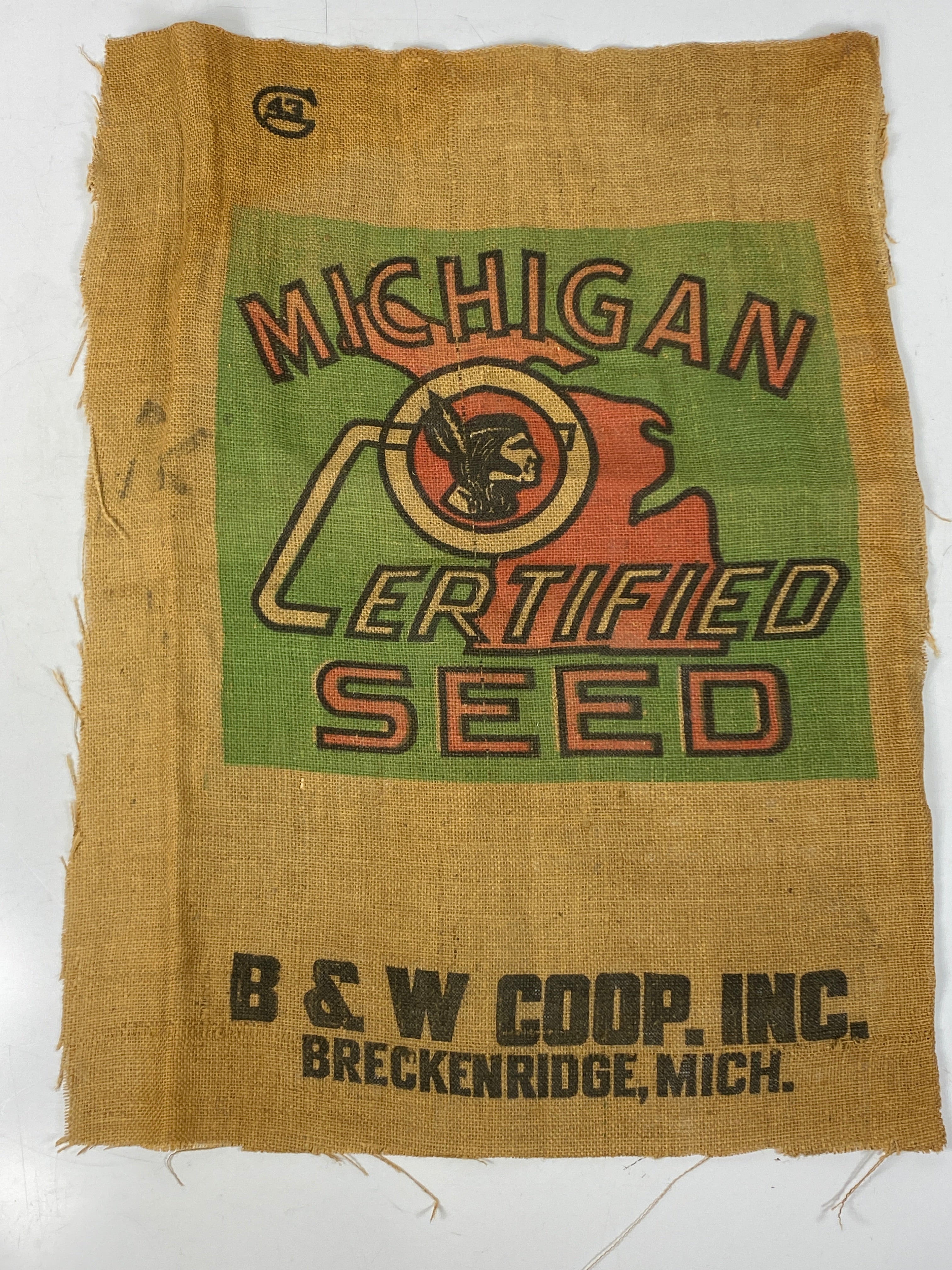 Michigan Certified Seed Burlap Sack Breckenridge, Michigan